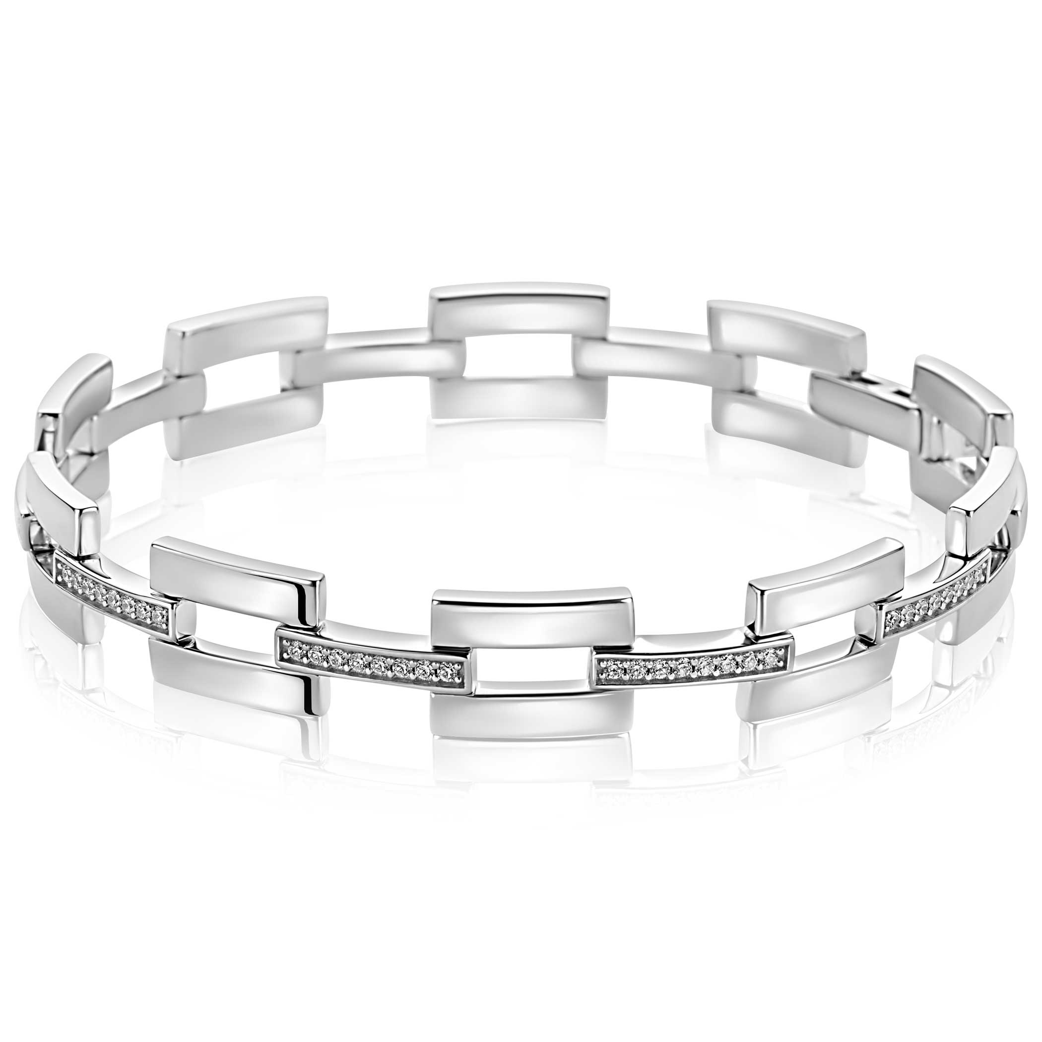 ZINZI Zilveren Armband MVA27 19 cm wit