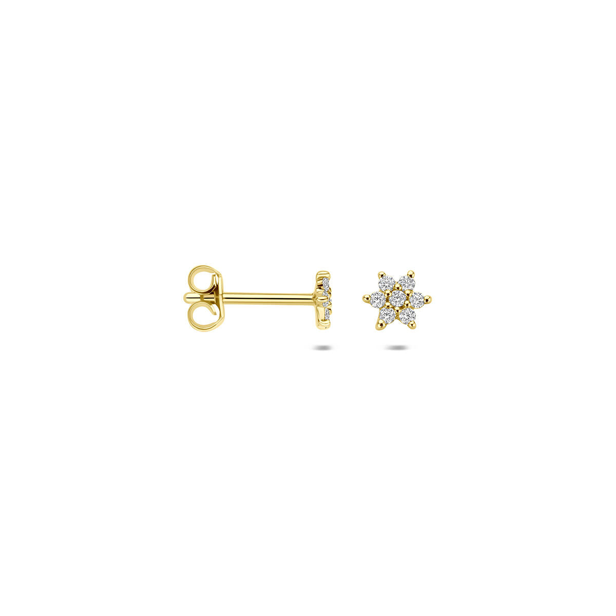 Oorknoppen zirkonia 9K geelgoud 4,5 mm wit