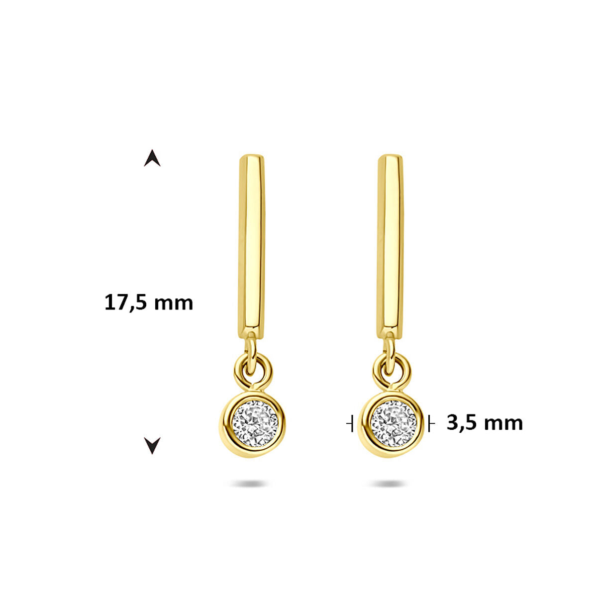 Fantasy Collection Hangende oorbellen zirkonia 17,5 mm 14K geelgoud