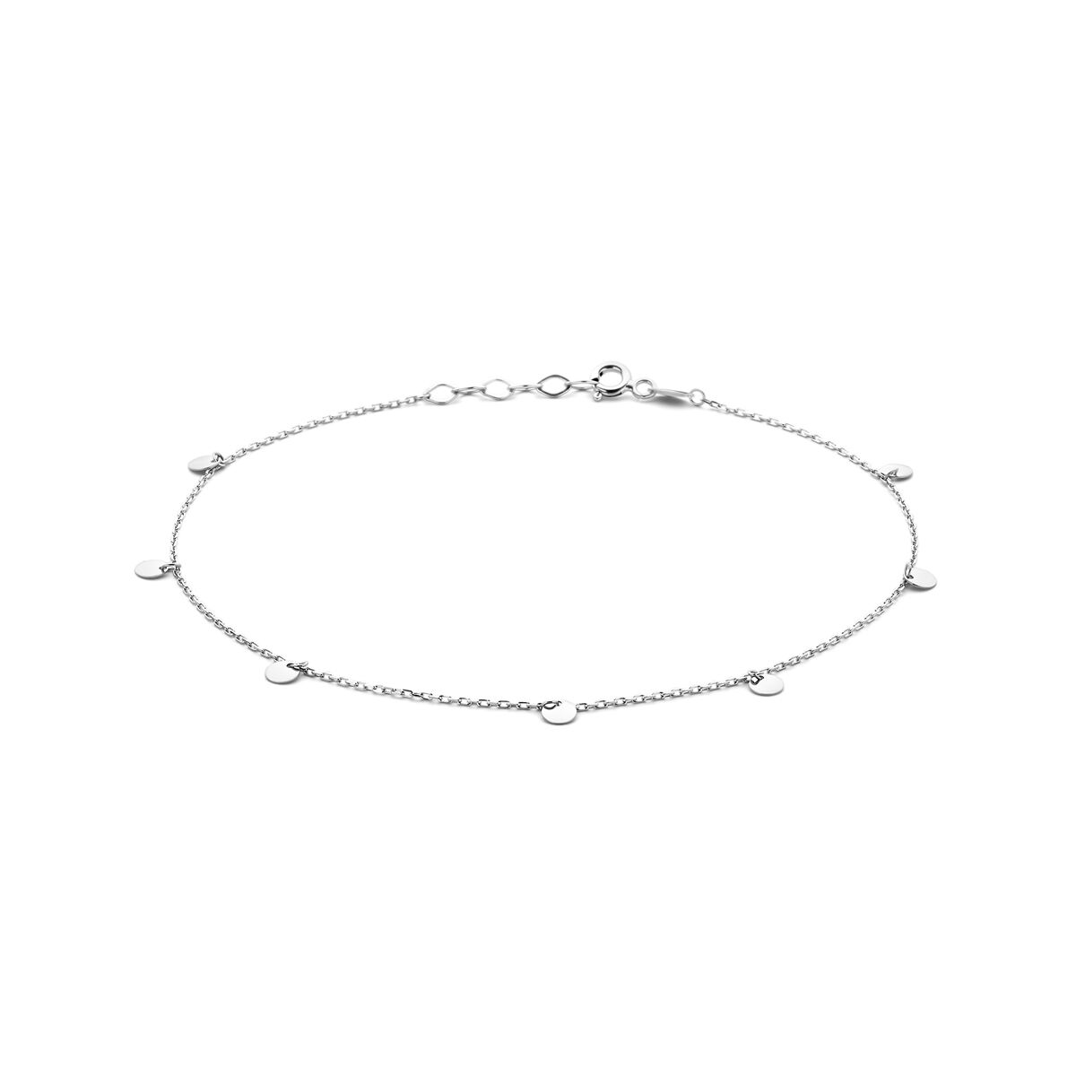 Enkelbandje rondjes 24 + 2 cm zilver gerhodineerd