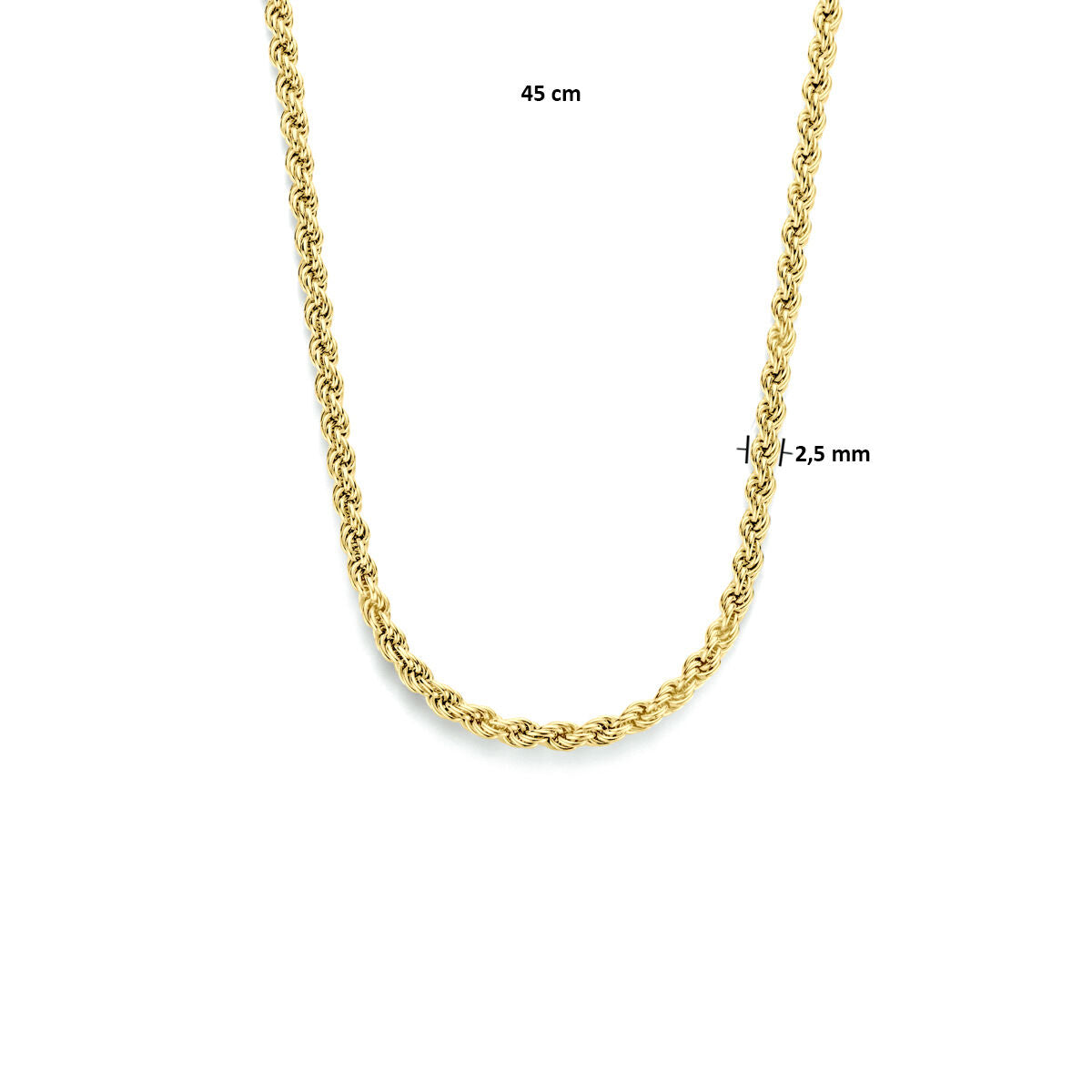 Fantasy Collection Collier koord 2,5 mm 3 micron zilver verguld