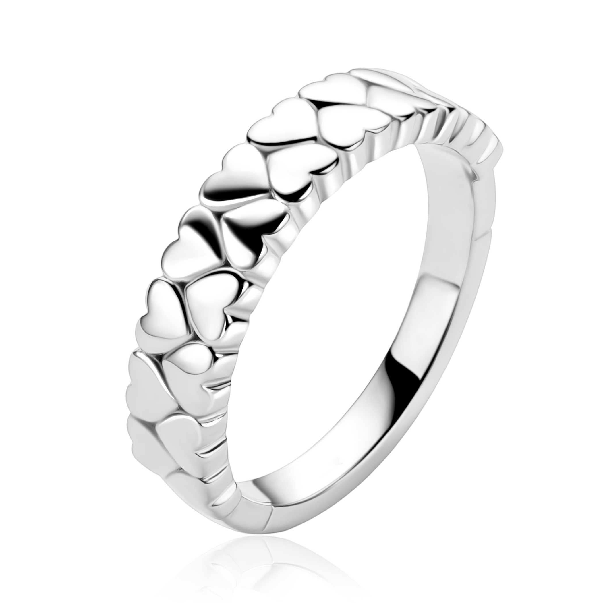 ZINZI Zilveren Ring met Hartjes - ZIR2882