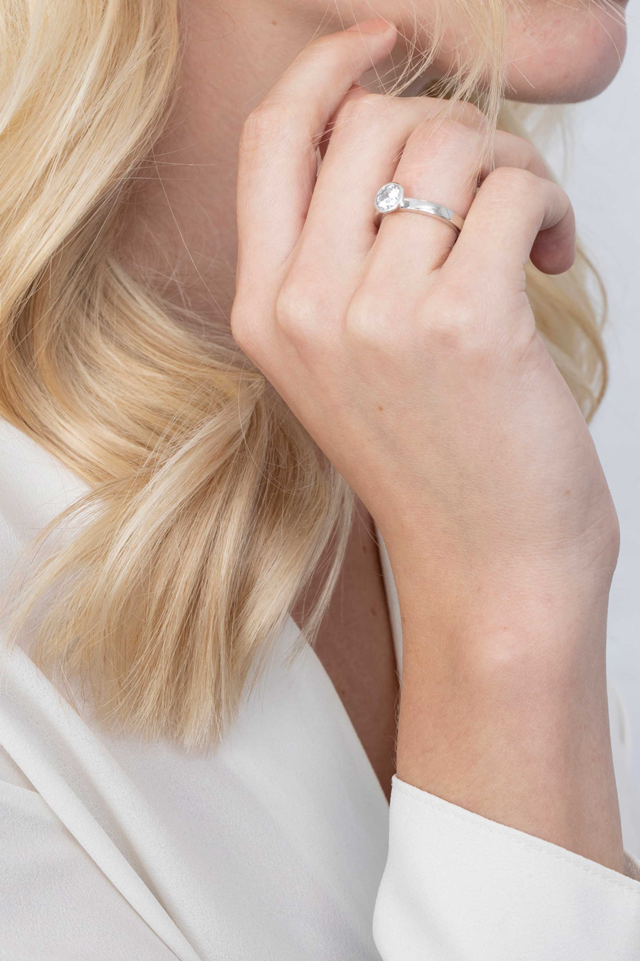 ZINZI Zilveren Ring wit - ZIR1298