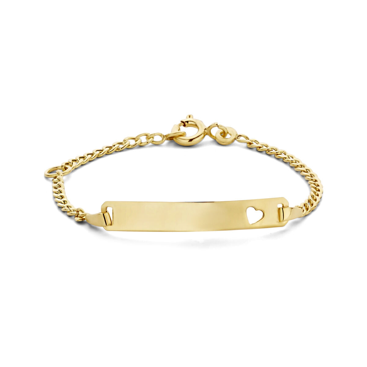 9k graveerarmband hart plaat 4,0 mm 9K geel