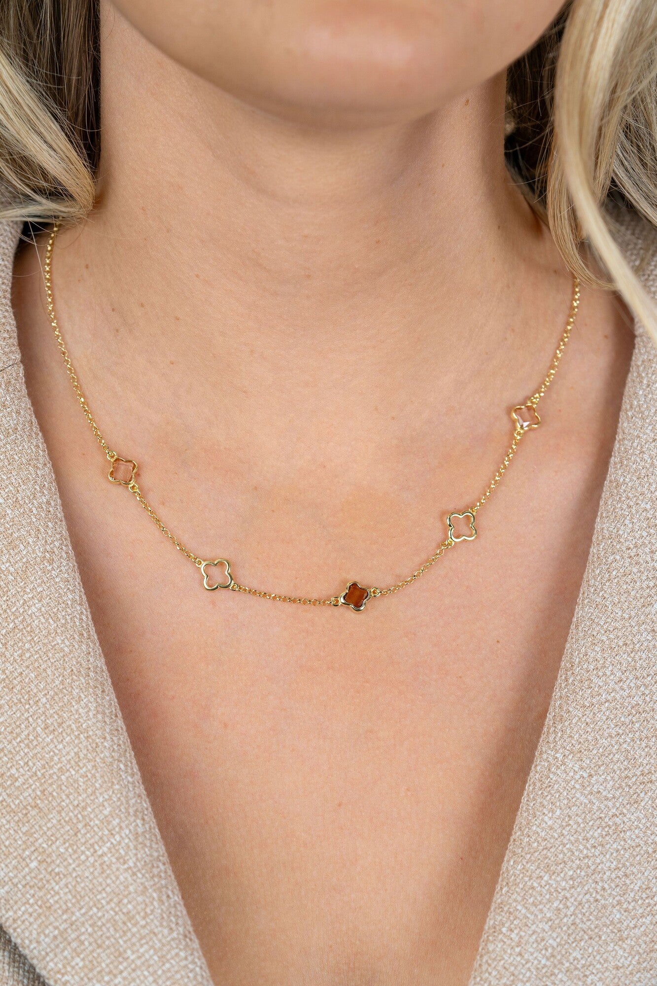 ZINZI Verguld Zilveren Ketting met Bruine Zirkonia - ZIC2772