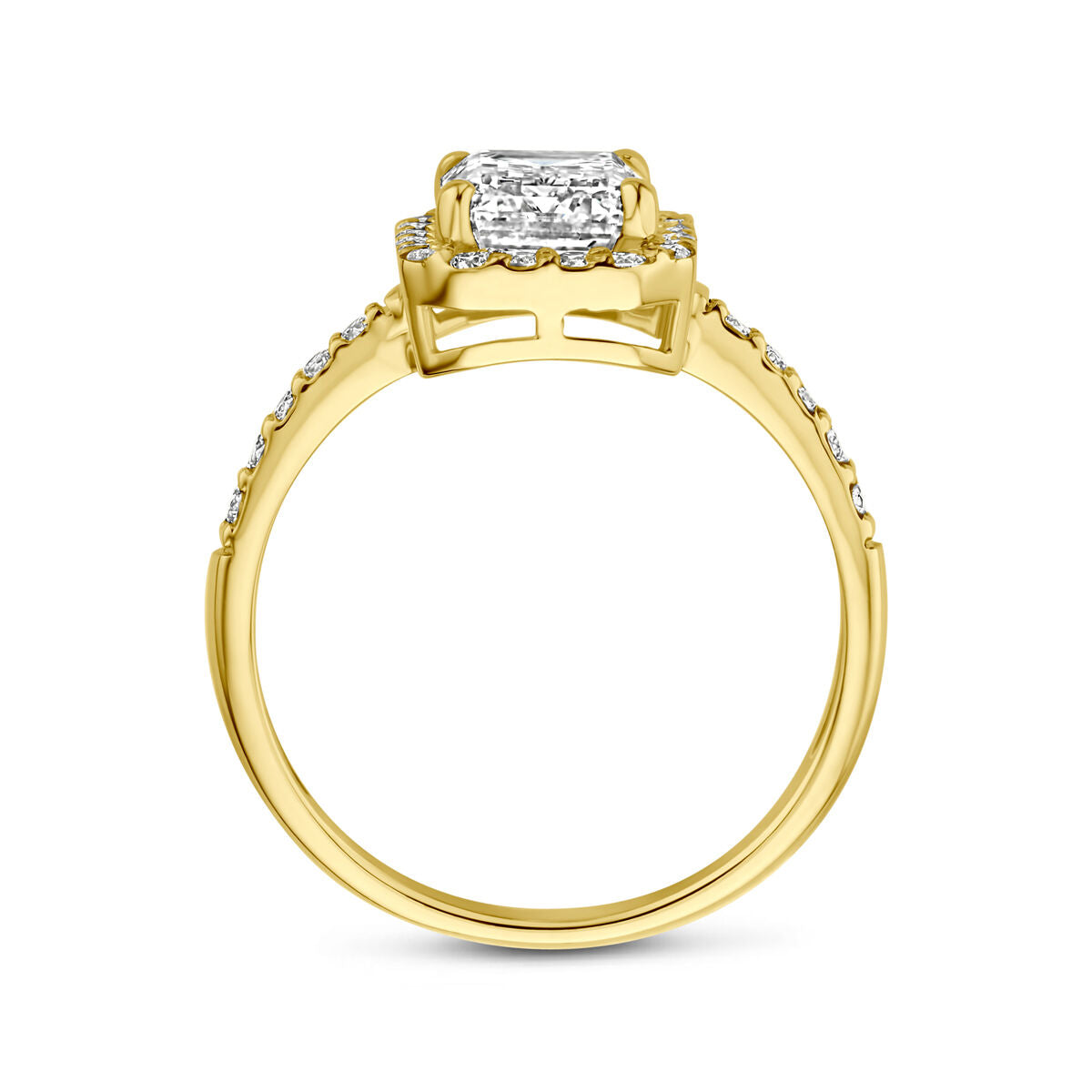 Ring lab grown diamant 2.32ct f vs 14K geelgoud