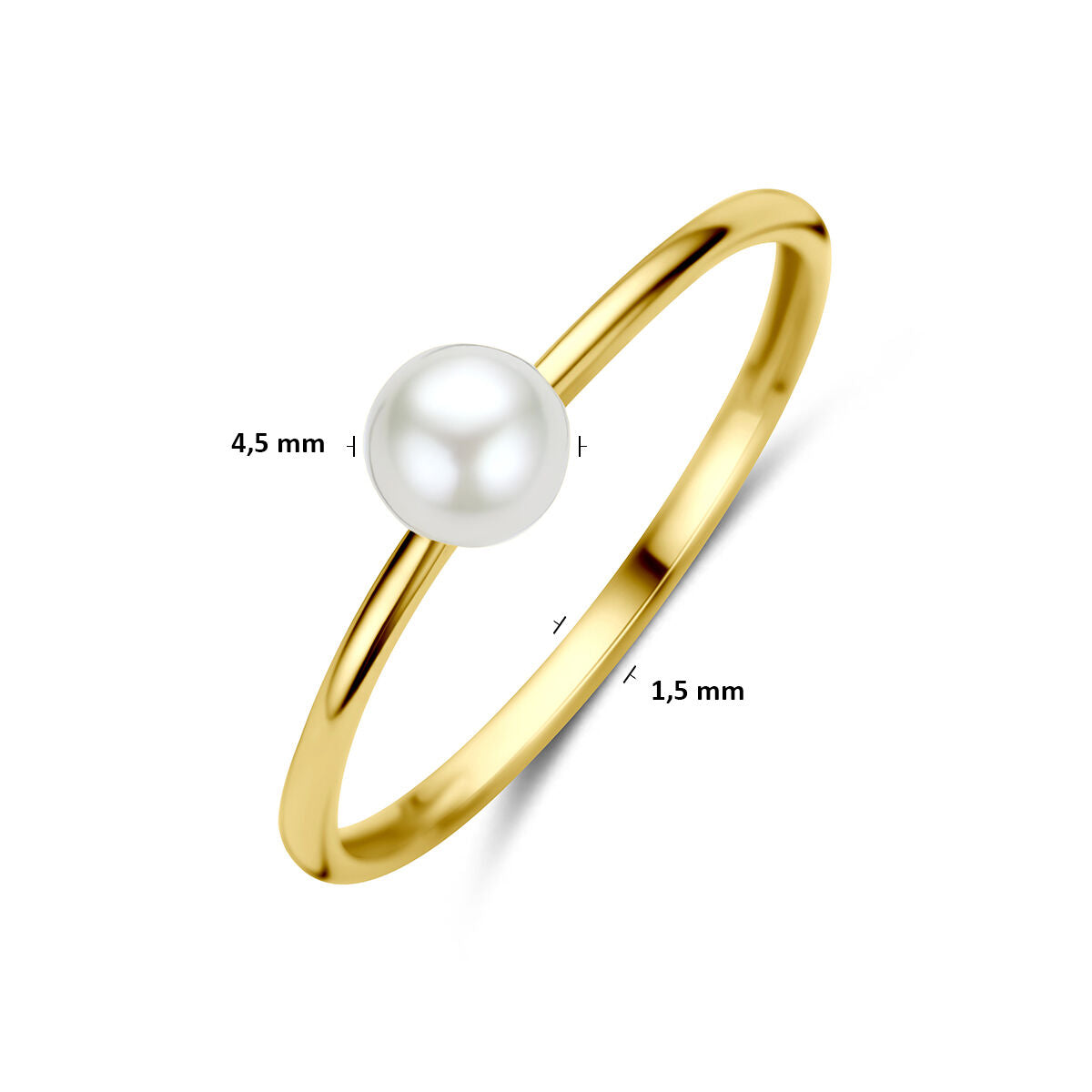 Ring parel 14K geelgoud wit