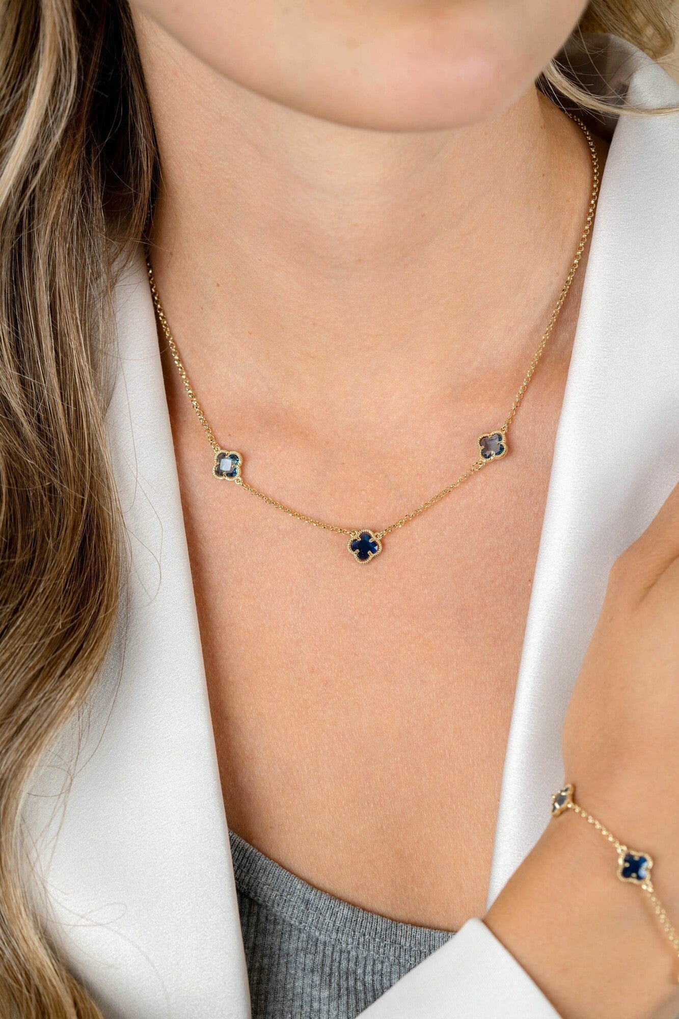 ZINZI Verguld Zilveren Ketting met Blauwe Zirkonia - ZIC2662B
