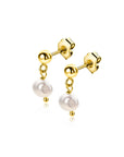 ZINZI gold plated zilveren oorstekers met bungelend witte zoetwaterparel 6mm in organische vorm 15mm - ZIO2643 - PansiteNederland.nl