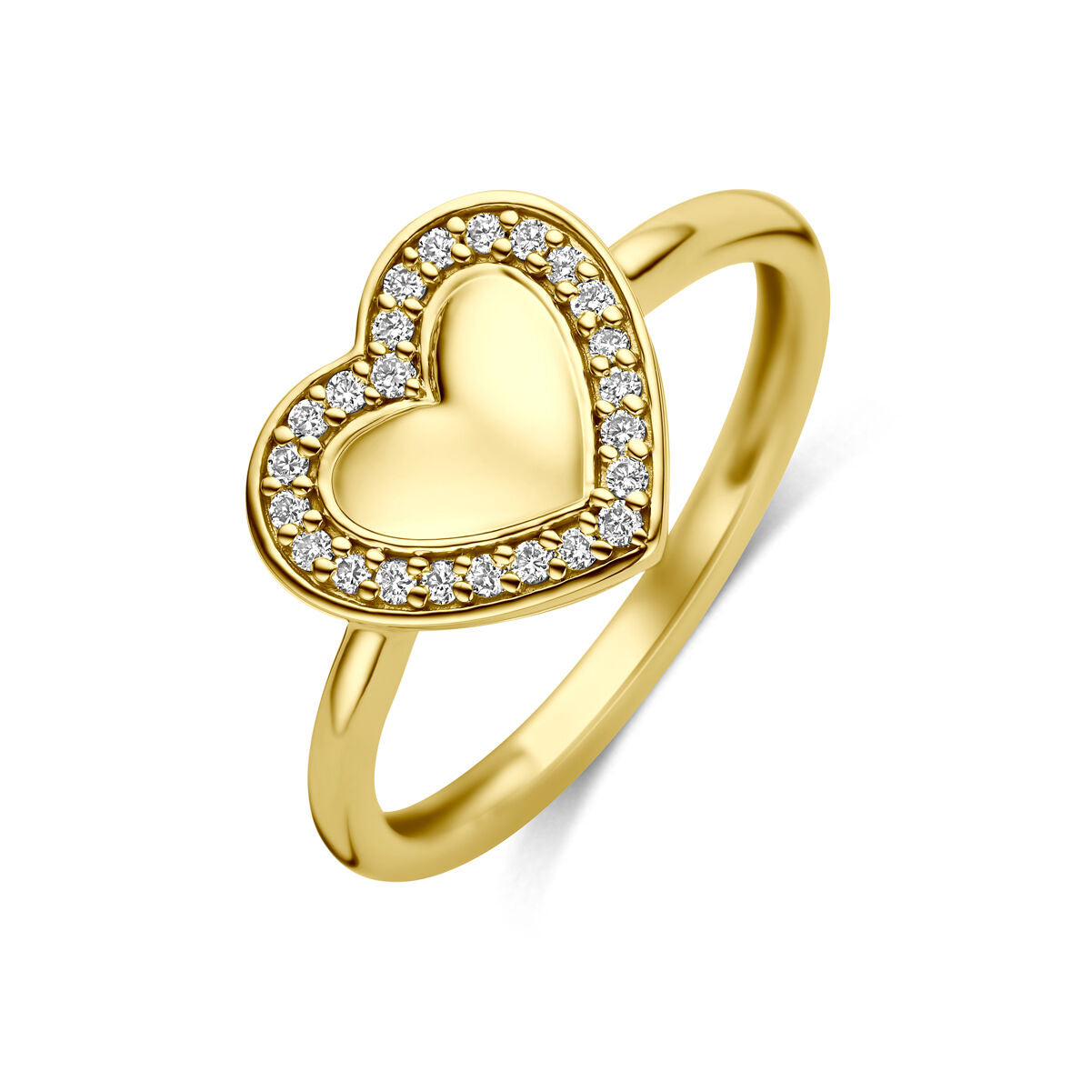 Ring hart lab grown diamant 0.11ct f vs 14K geelgoud