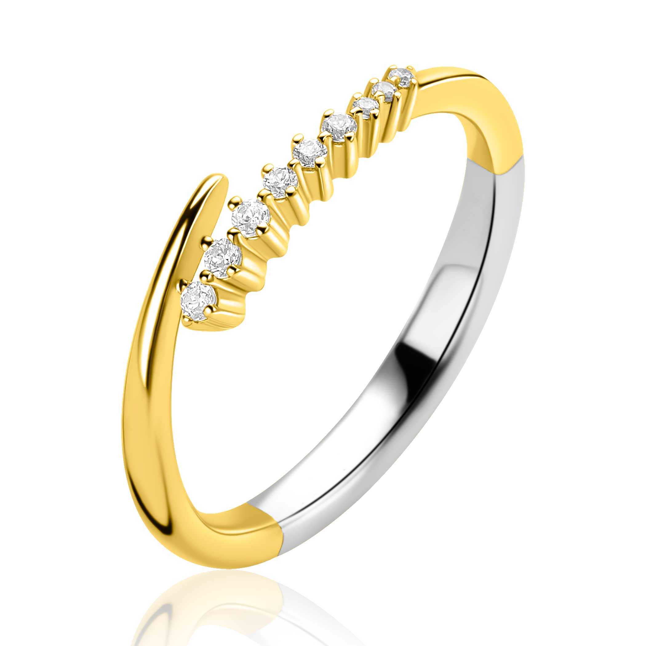 ZINZI Verguld Zilveren Ring met Witte Zirkonia - ZIR2818