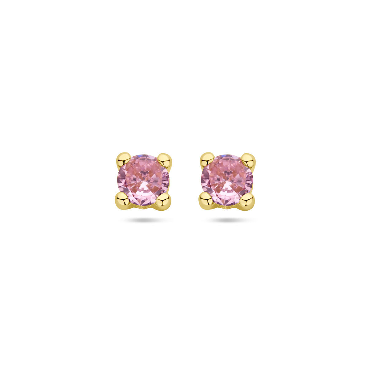 Fantasy Collection Oorbellen roze zirkonia 14K geelgoud