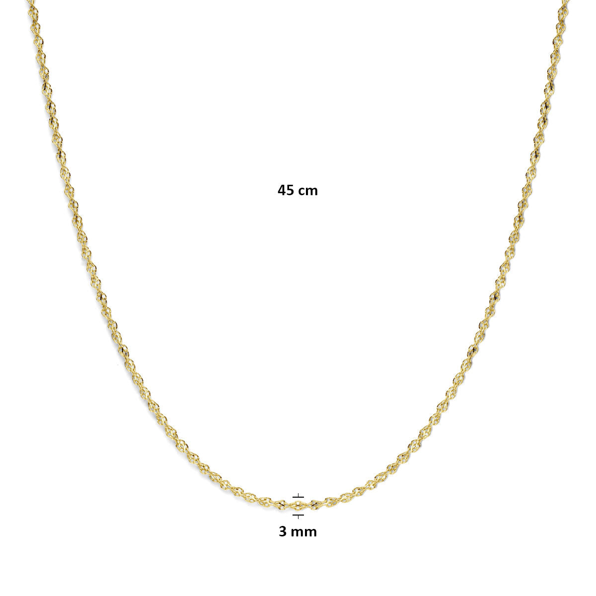 Fantasy Collection Collier massief 3,2 mm 45 cm Silgold (geel met zilverkern)
