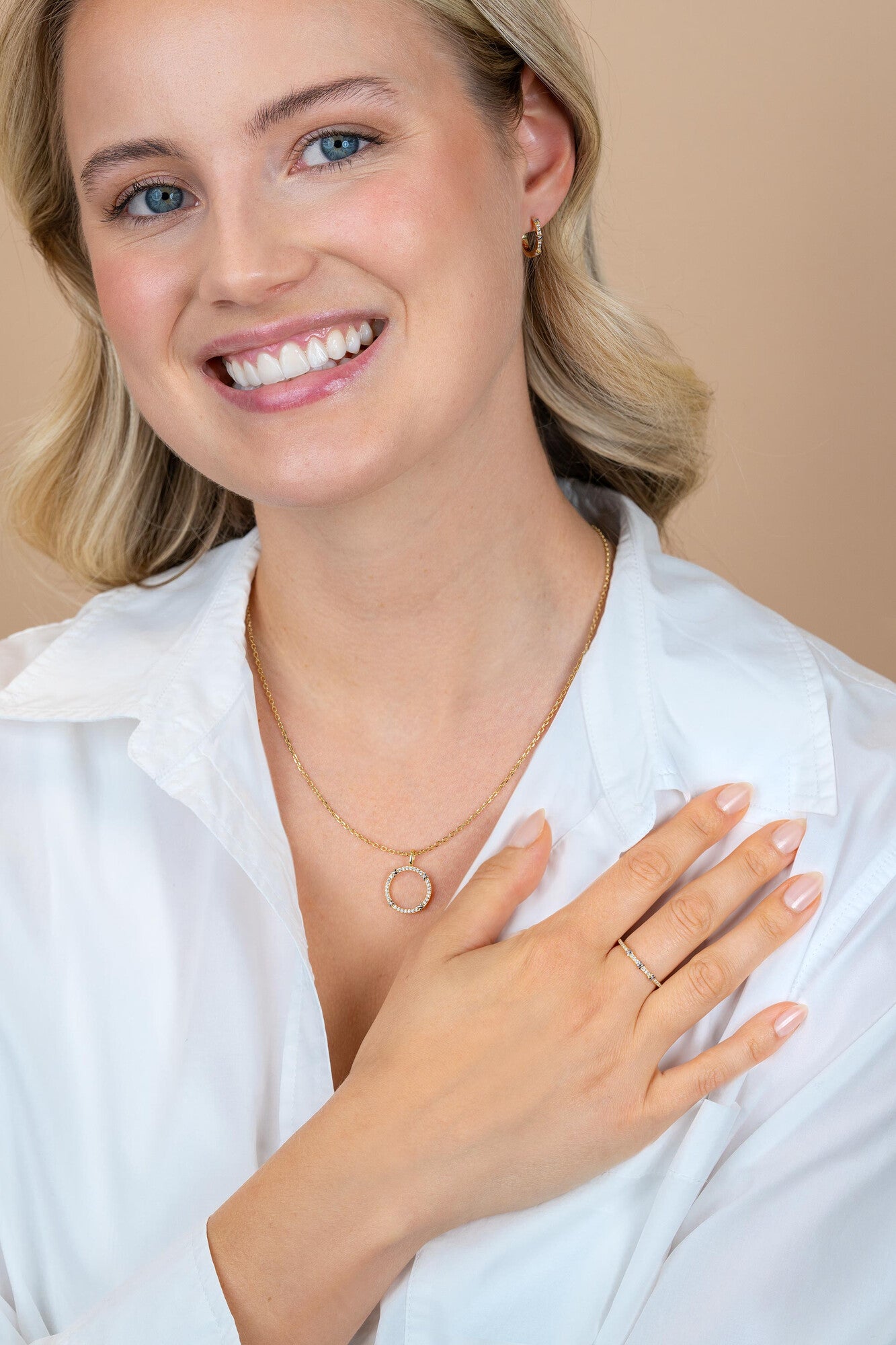ZINZI Verguld Zilveren Ketting met Witte Zirkonia ZIC2814