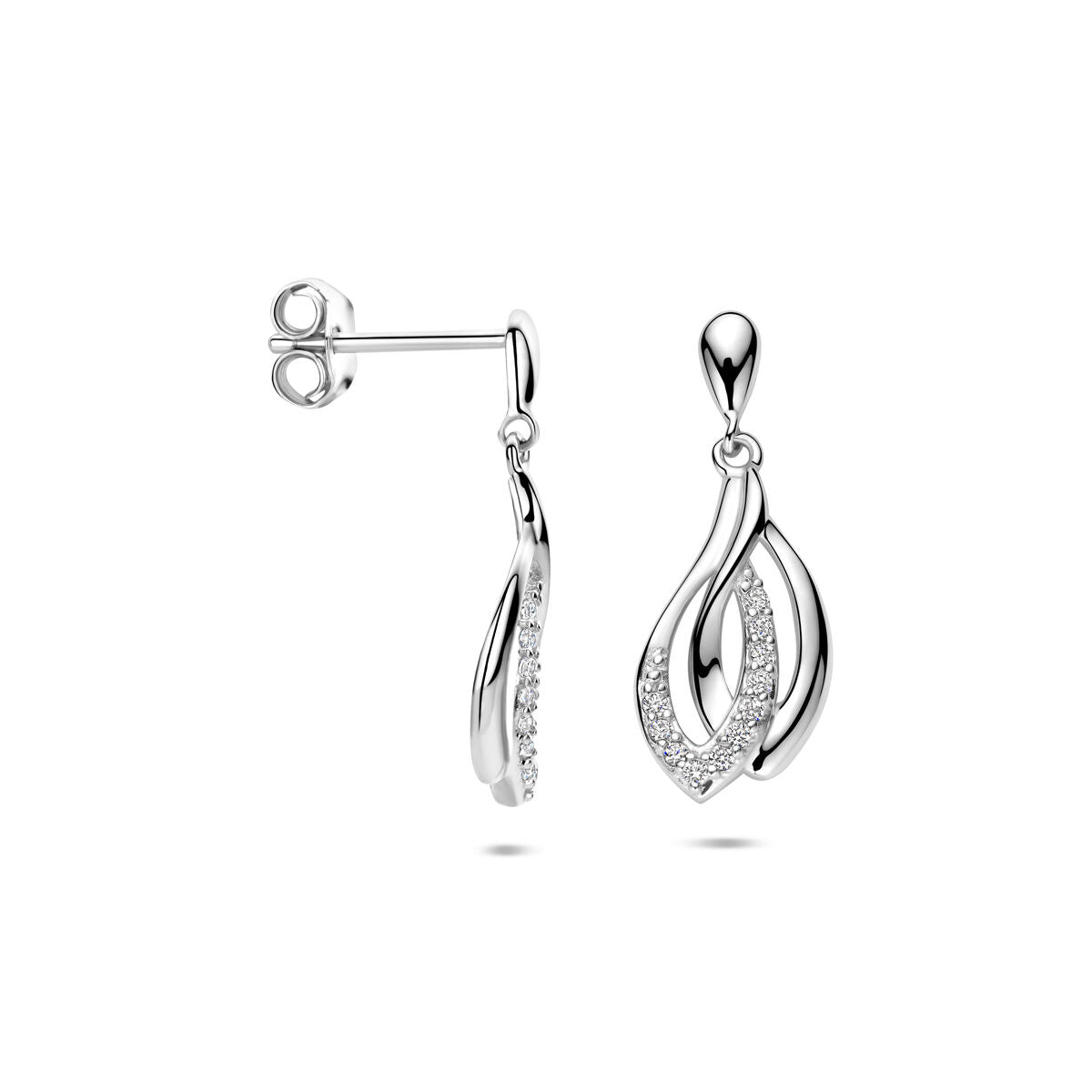 Zilveren gerhodineerde oorhangers zirkonia 22 mm - 1341325
