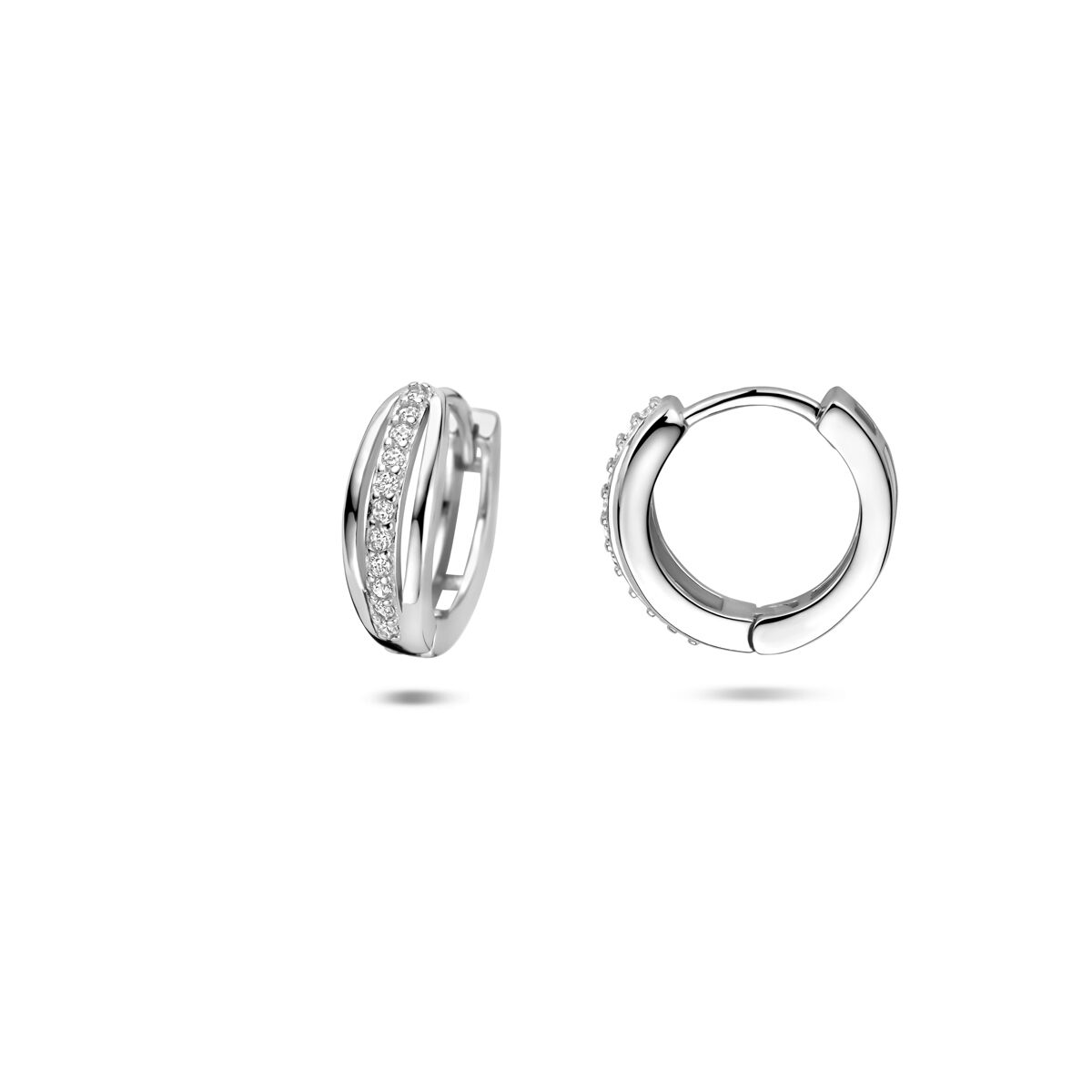 Zilveren gerhodineerde klapoorringen zirkonia 12,5 mm - 1341364