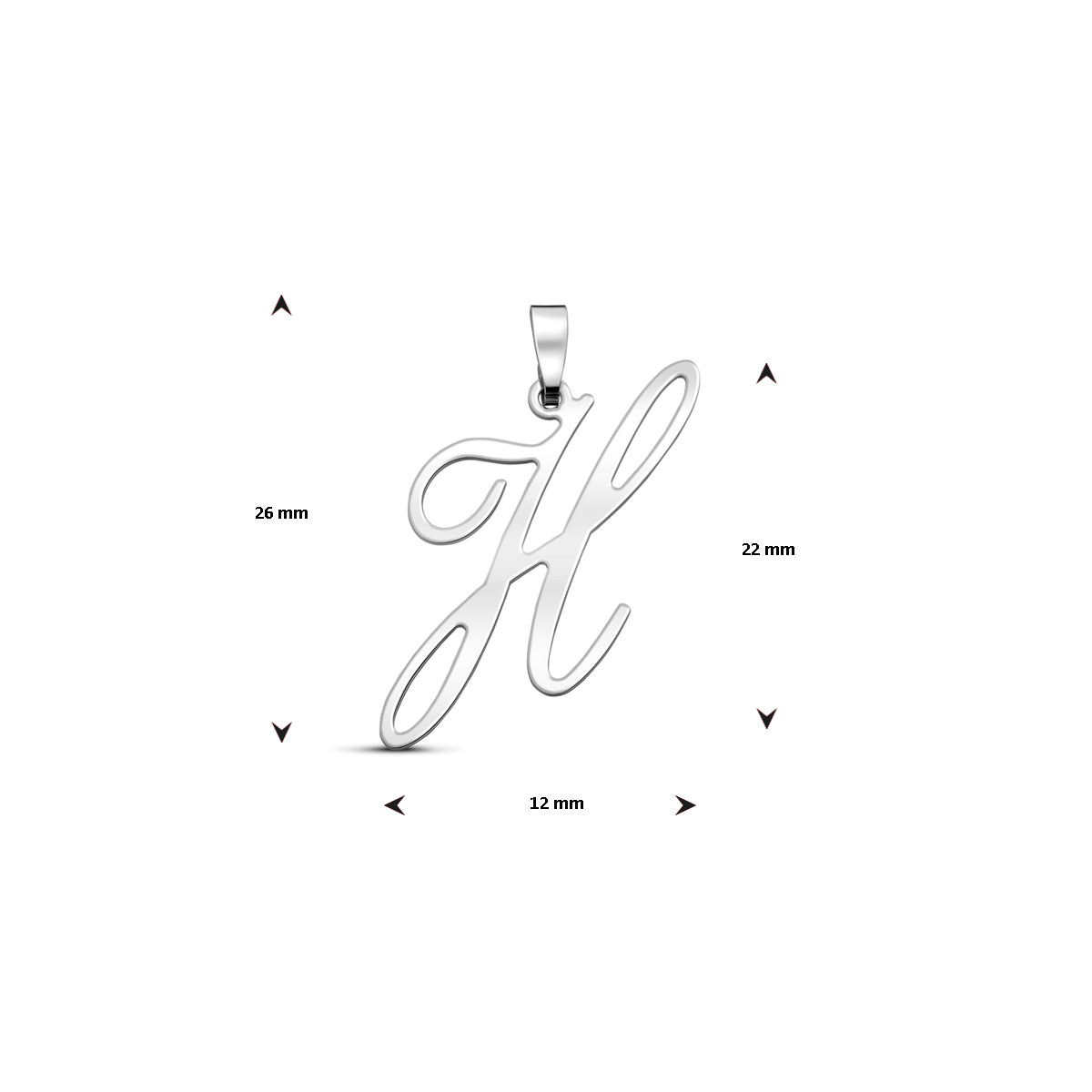 Hanger sierletter H 22 mm zilver #Letter_H