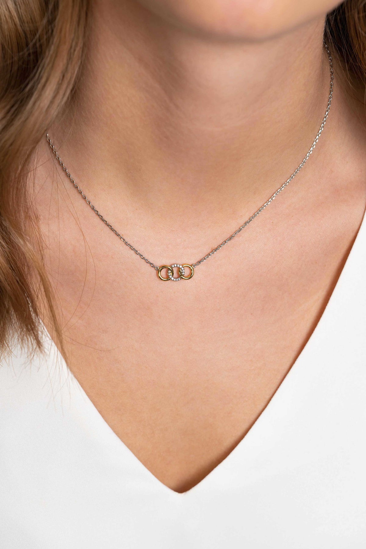 ZINZI Verguld Zilveren Ketting met Witte Zirkonia ZIC2045Y