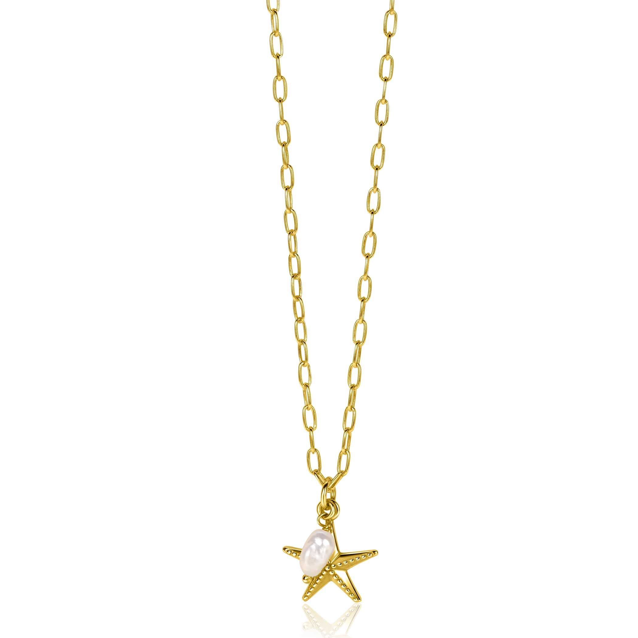 ZINZI Verguld Zilveren Ketting met Witte Parel - ZIC2641