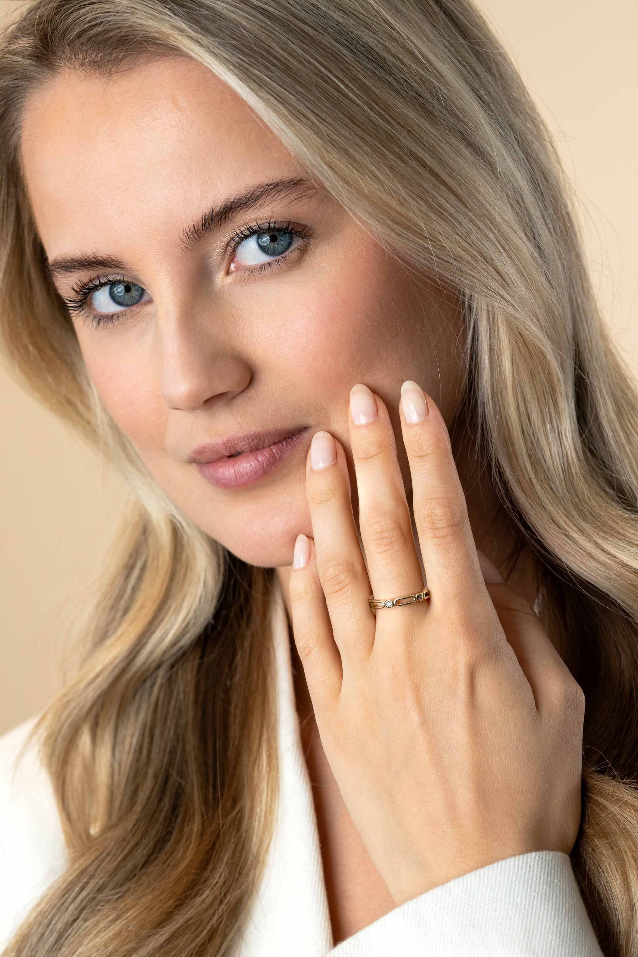 ZINZI Verguld Zilveren Ring met Witte Zirkonia - ZIR2269Y