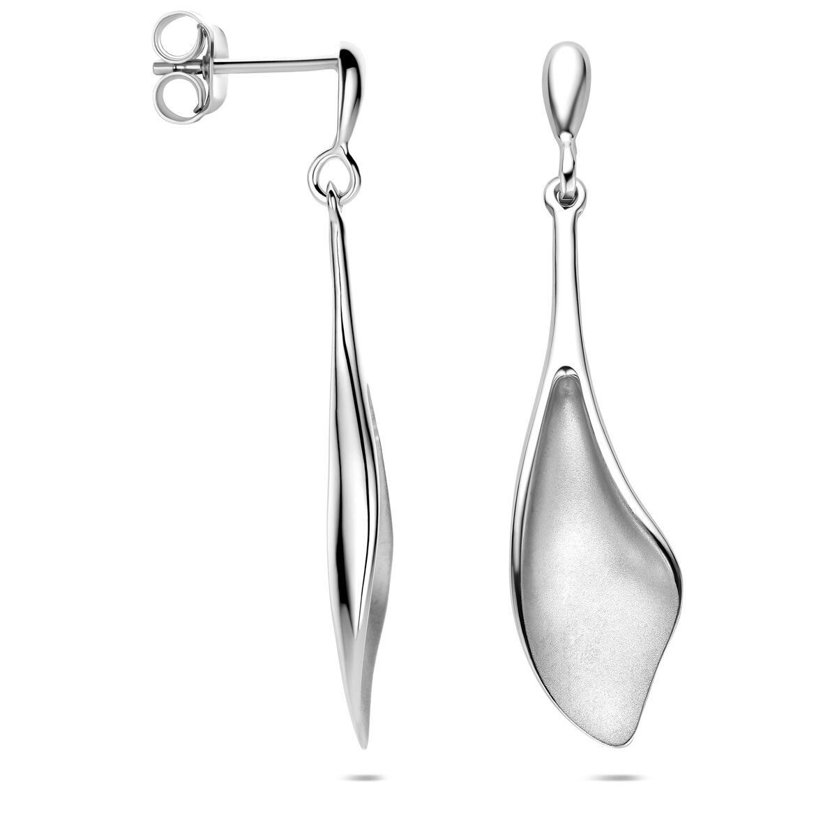 Fantasy Collection Hangende oorbellen poli/mat 41 mm zilver