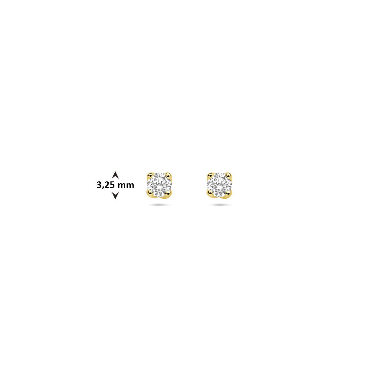 14K geelgouden oorknoppen lab grown diamant 0.20ct. 2x 0.10ct h si 3,25 mm - 4033684