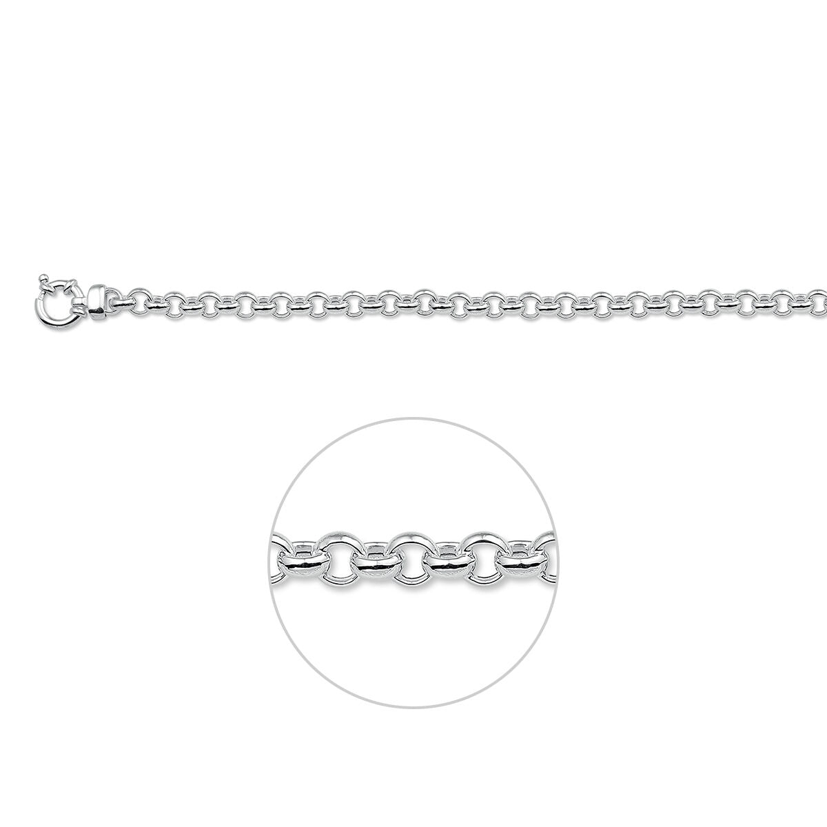 Jasseron 5,5 mm met groot veerslot zilver gerhodineerd