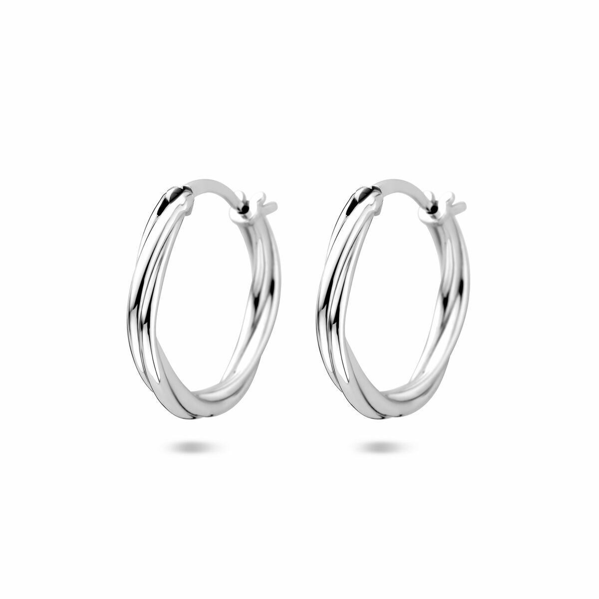 Fantasy Collection Oorbellen gedraaid 19 mm zilver