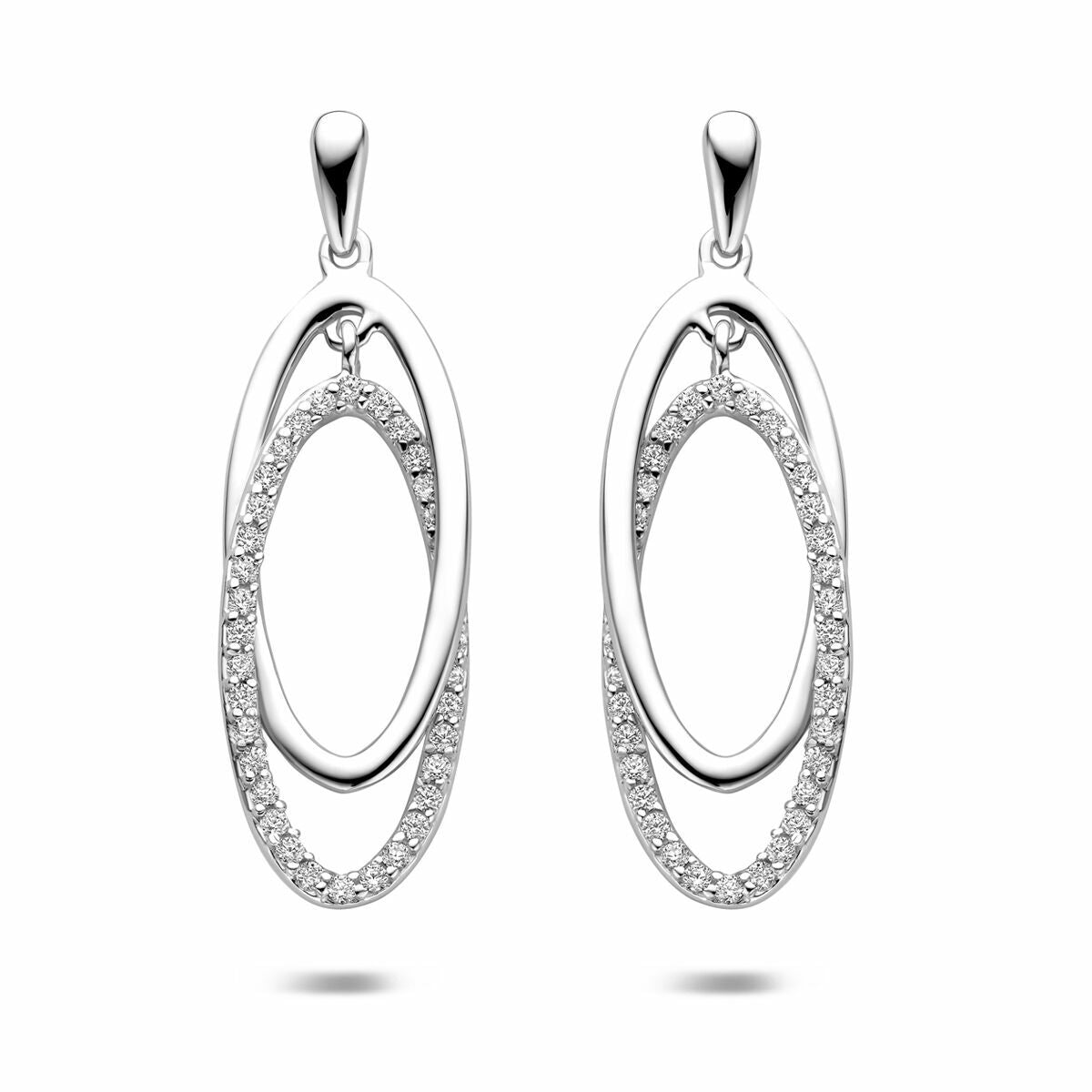 Fantasy Collection Hangende oorbellen zirkonia 35 mm zilver