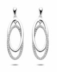 Zilveren gerhodineerde oorhangers zirkonia 35 mm - 1341670