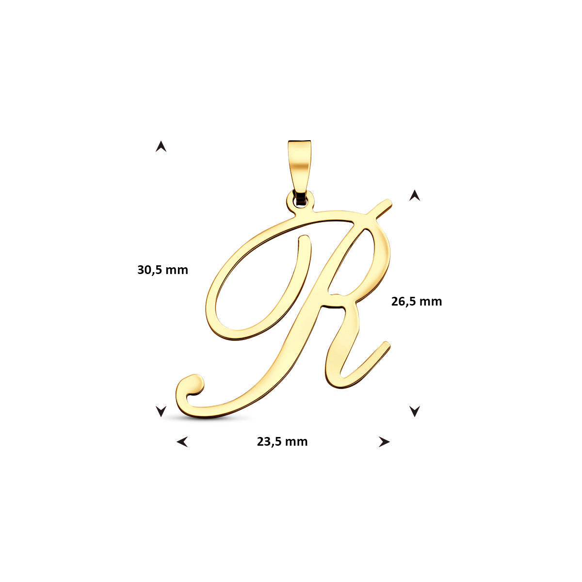 Hanger sierletter R 26,5 mm 14K geelgoud #Letter_R