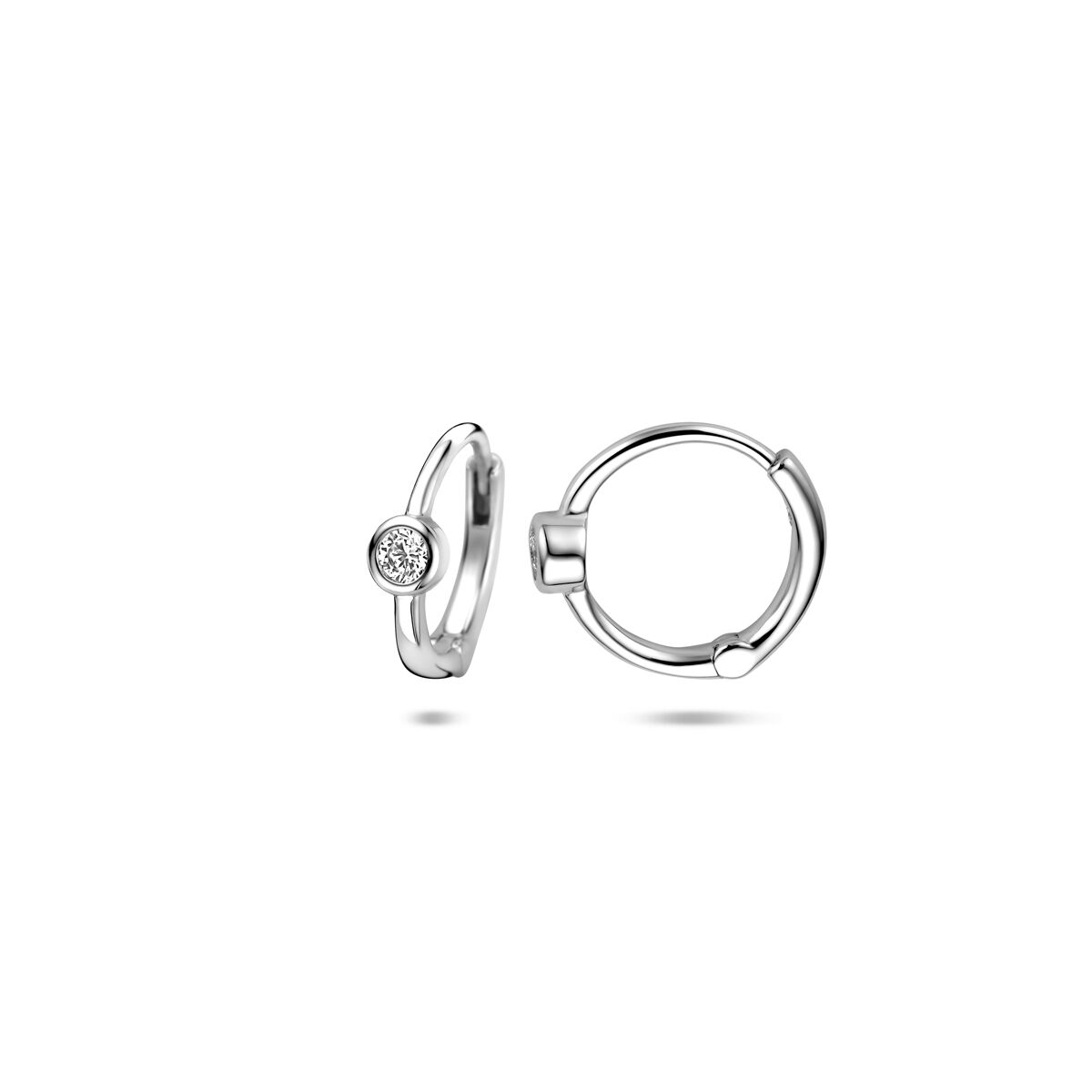 Zilveren gerhodineerde klapoorringen zirkonia 12 mm - 1341185