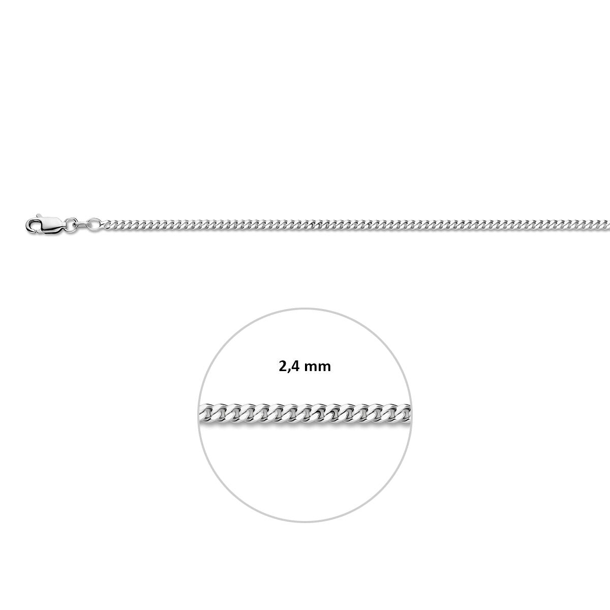 Gourmette 2,4 mm zilver wit