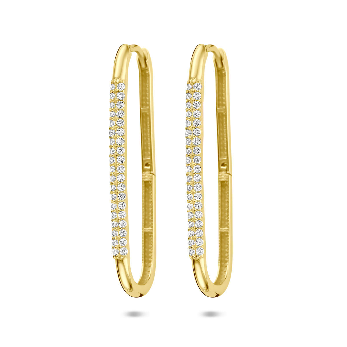 14K geelgouden klapoorringen zirkonia 34 mm - 4034348