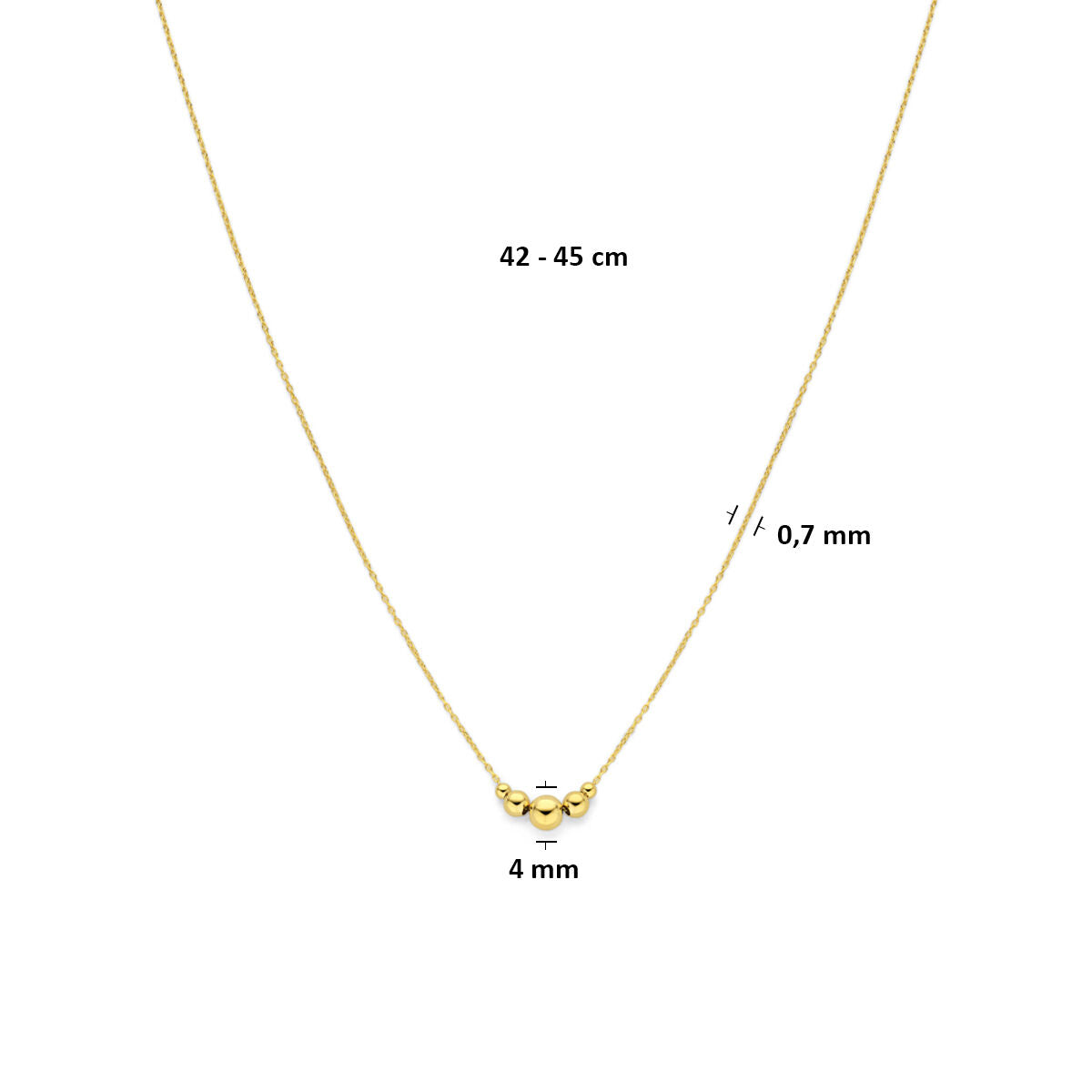 Collier bolletjes 14K geelgoud 42 - 45 cm