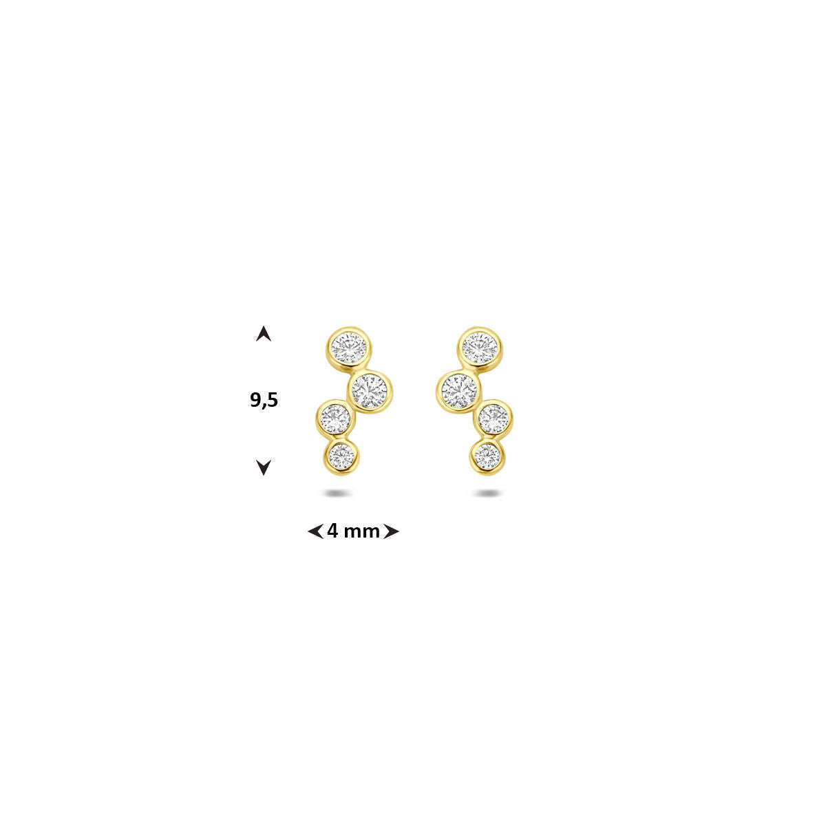 Fantasy Collection Oorbellen zirkonia 9,5 mm 9K geelgoud