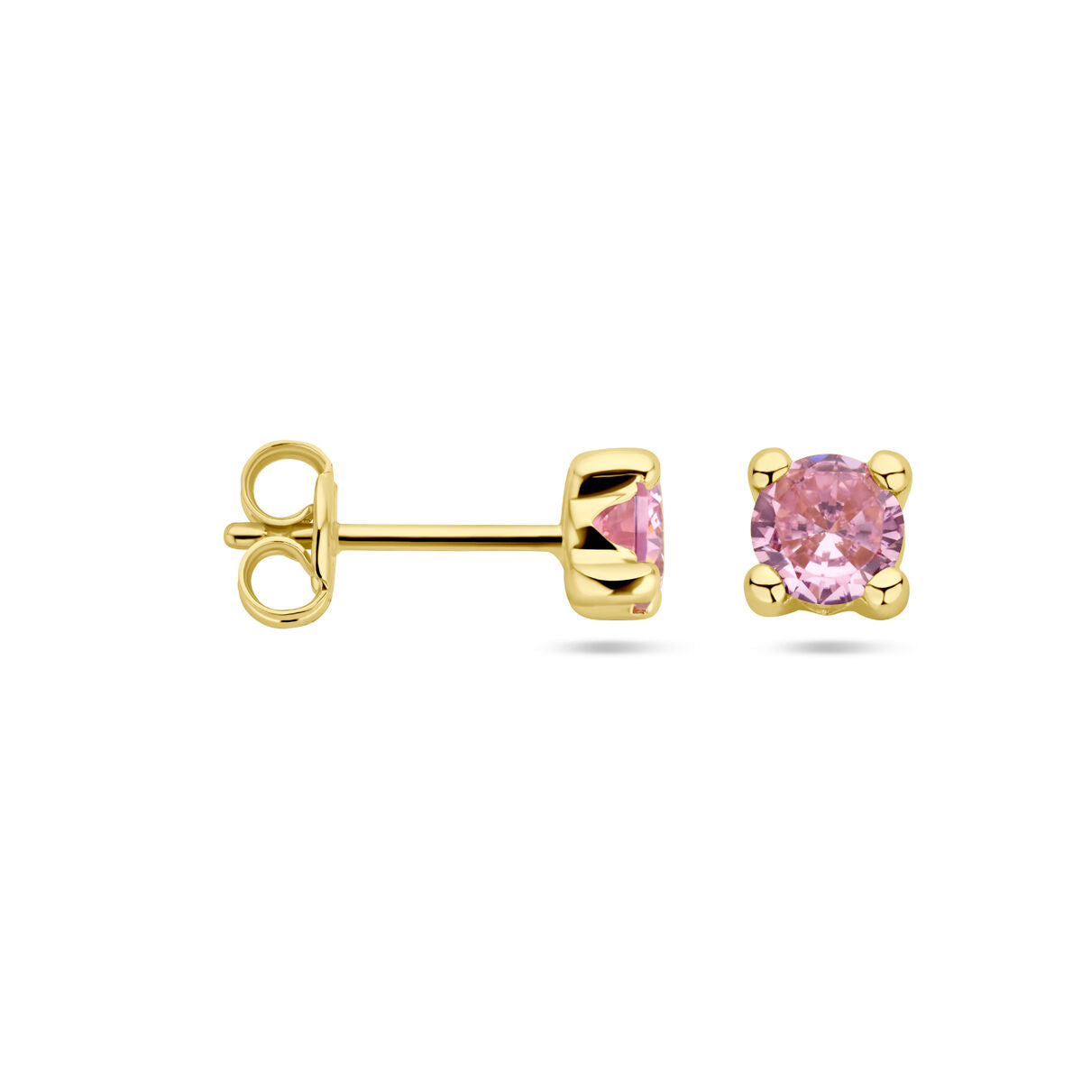 Fantasy Collection Oorbellen roze zirkonia 14K geelgoud