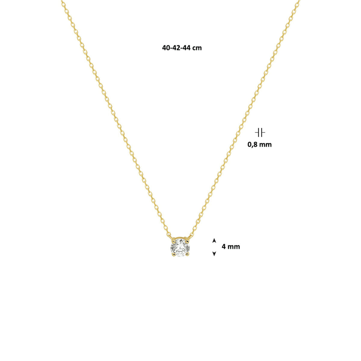 Fantasy Collection Collier zirkonia 40 - 42 - 44 cm 14K geelgoud