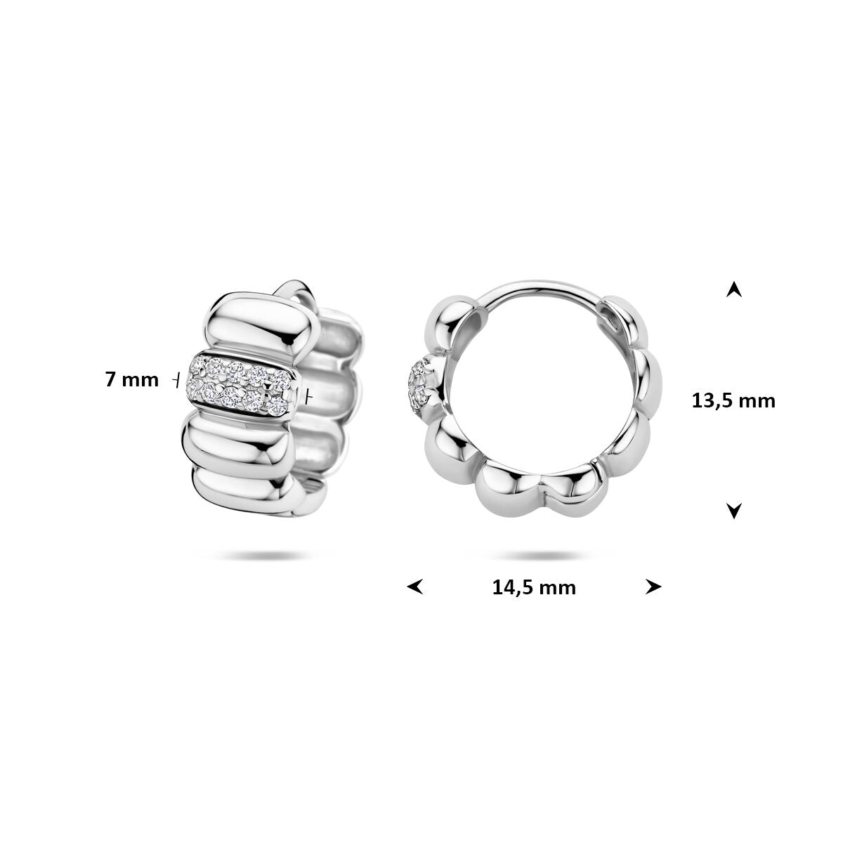 Fantasy Collection Oorbellen zirkonia 13,5 mm zilver