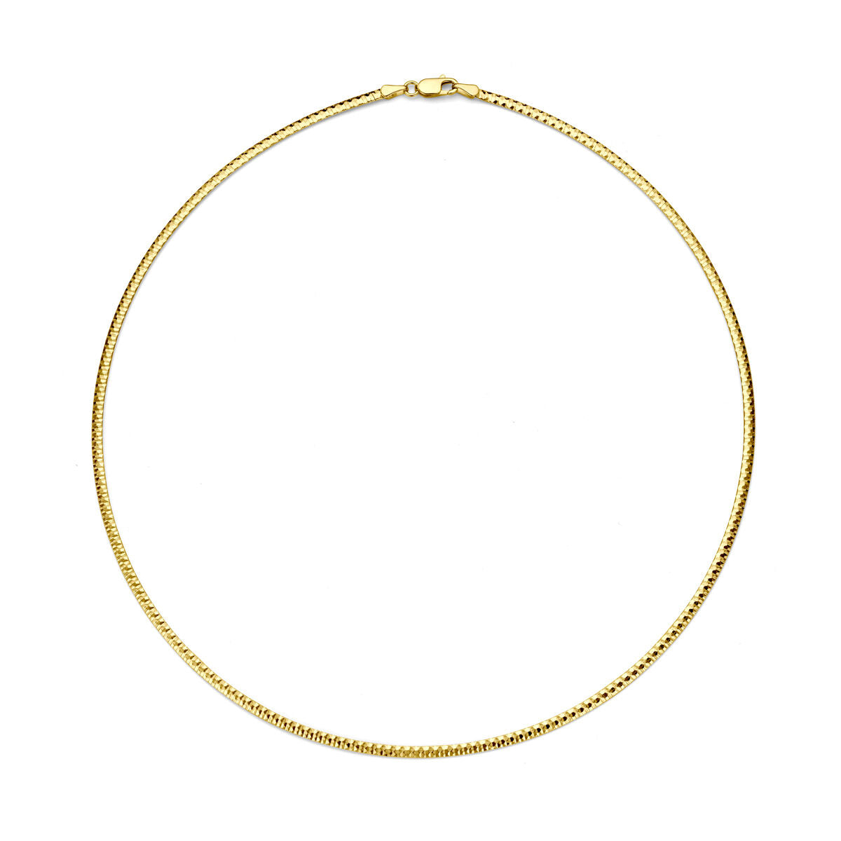 Fantasy Collection Collier platte omega gediamanteerd 2,5 mm 45 cm 14K geelgoud