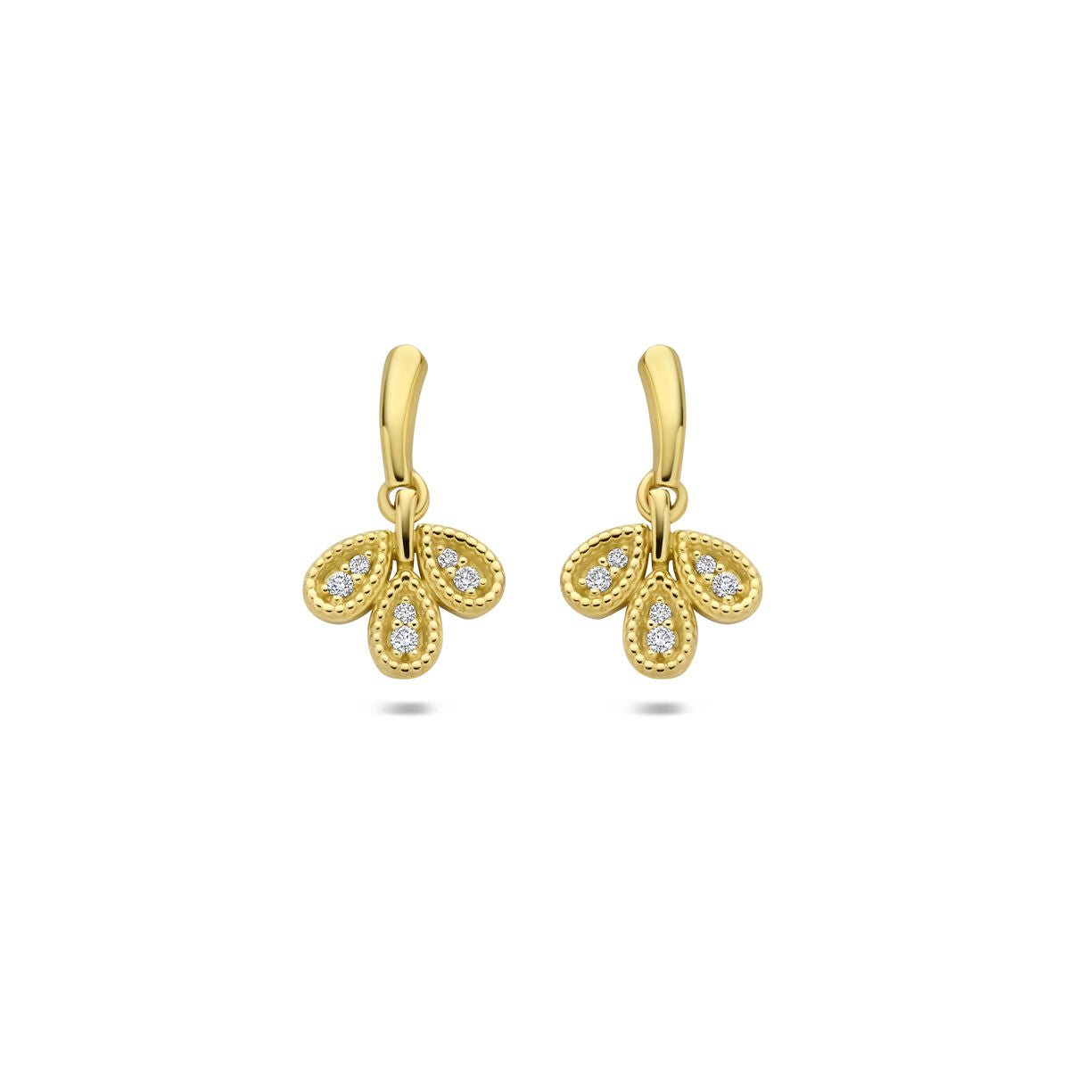 Fantasy Collection Hangende oorbellen diamant 0.06ct (2x 0.03ct) h si 15 mm 14K geelgoud
