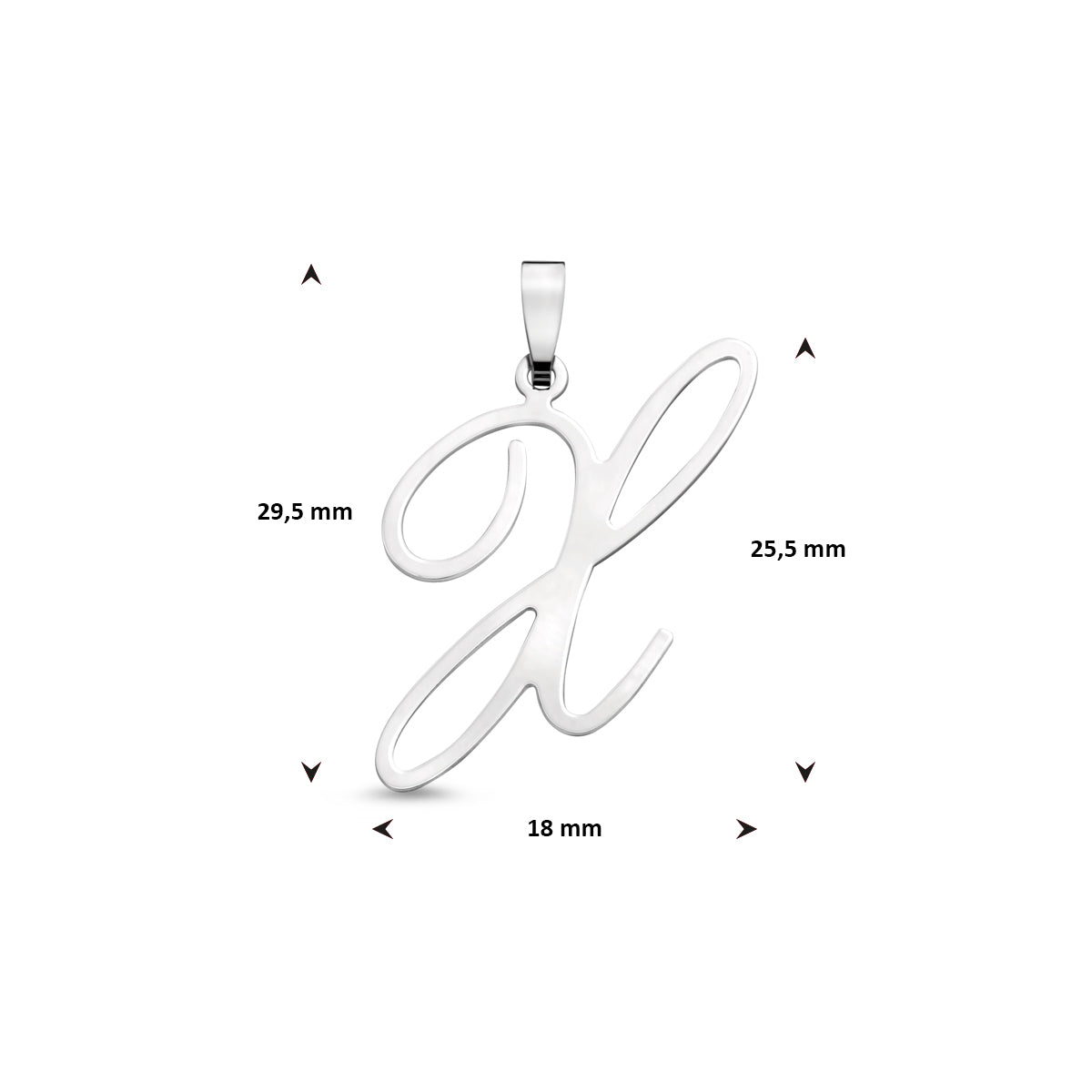 Hanger sierletter X 25,5 mm zilver #Letter_X