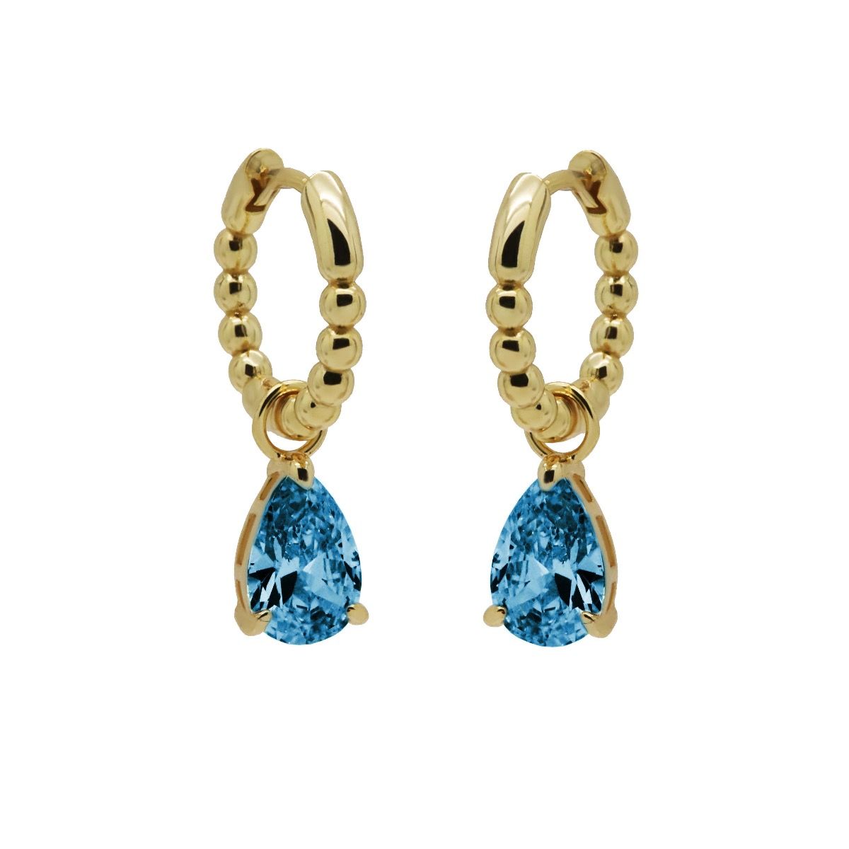Karma Hinged Hoops Zirconia ANNA BLUE Goldplated oorbellen
