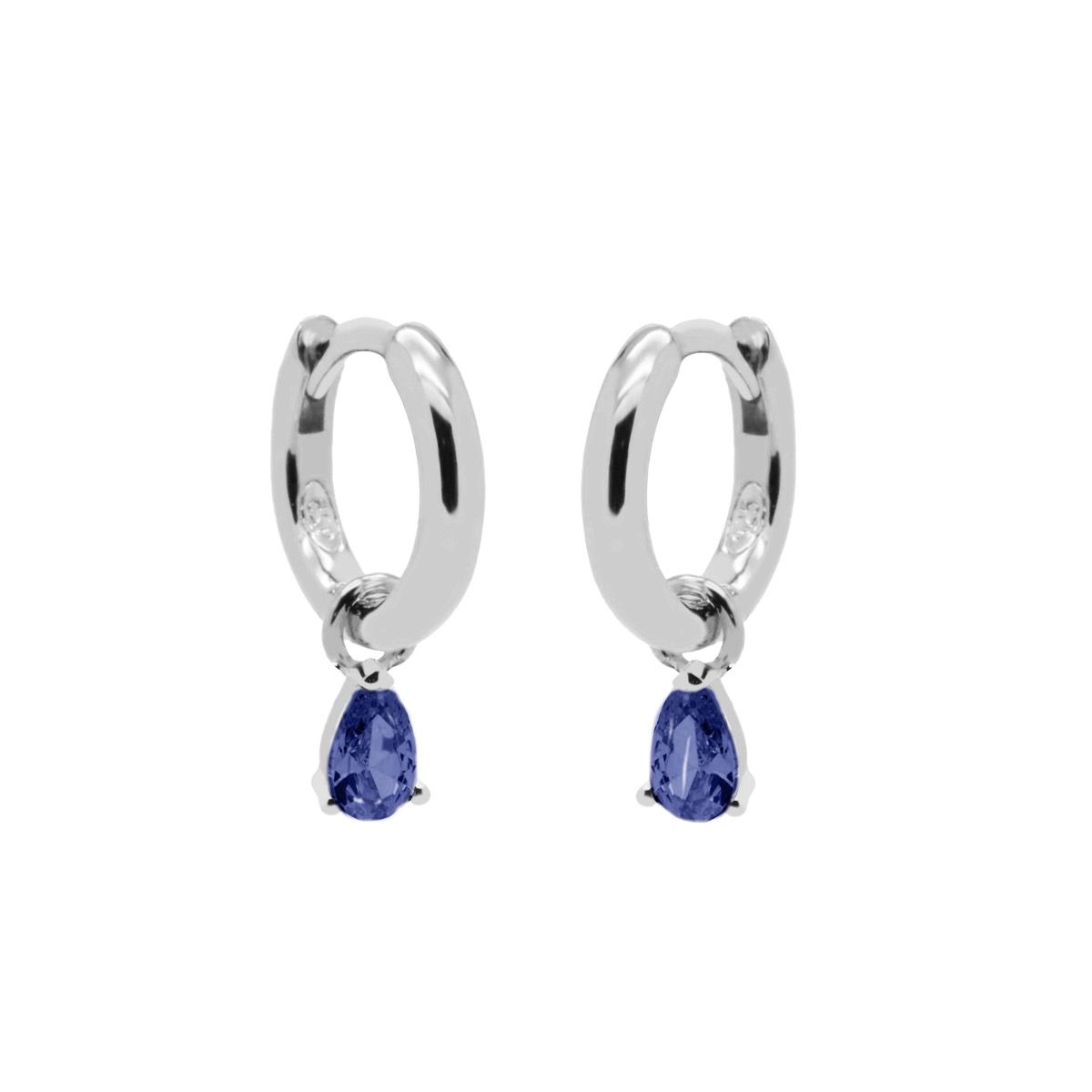 Karma Hinged Hoops Symbols Hanging Drop Zirconia BLUE Silver - A60S_SB oorbellen