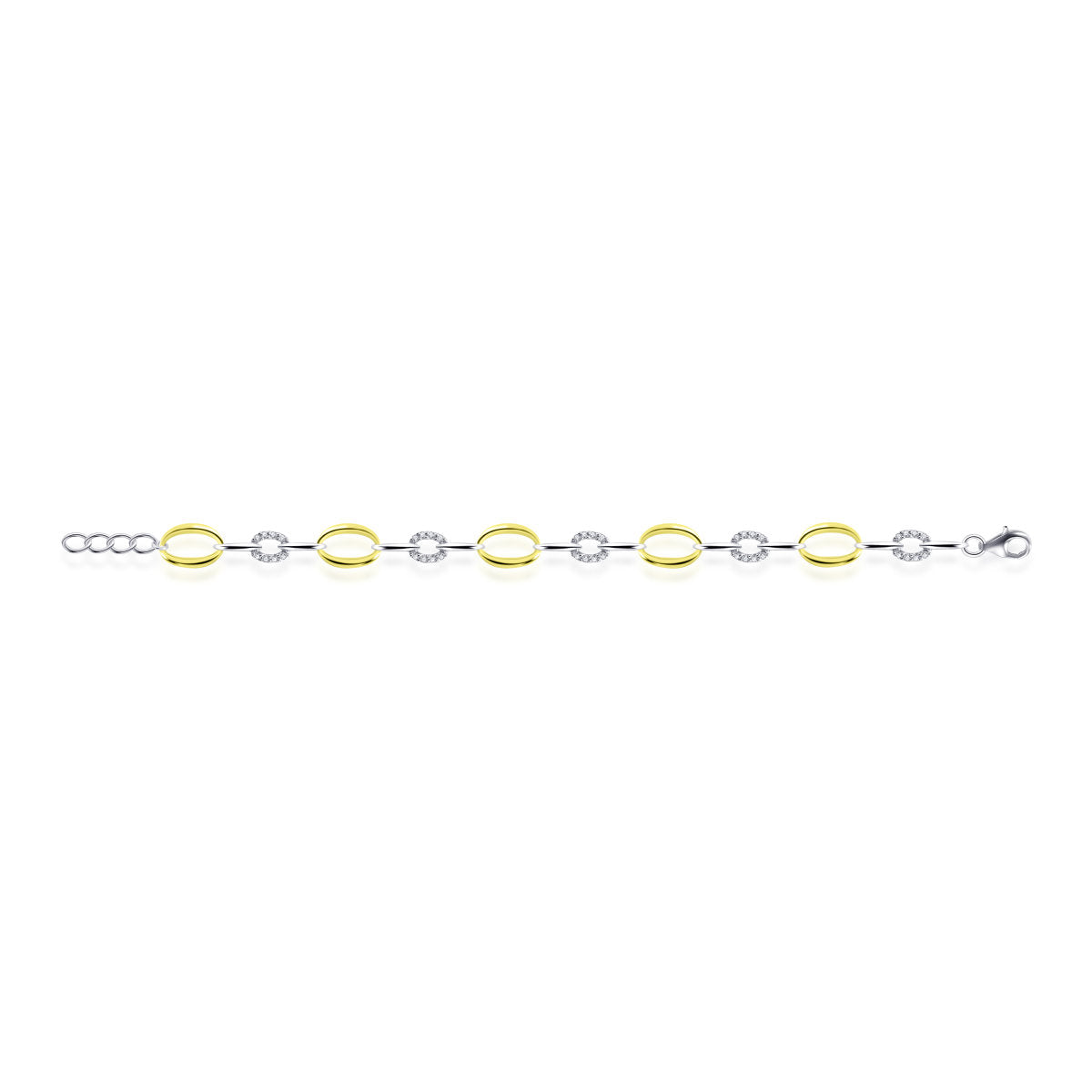 Gisser Armband Zilver Verguld Bicolor Zirkonia Wit 18+3 cm – B042Y