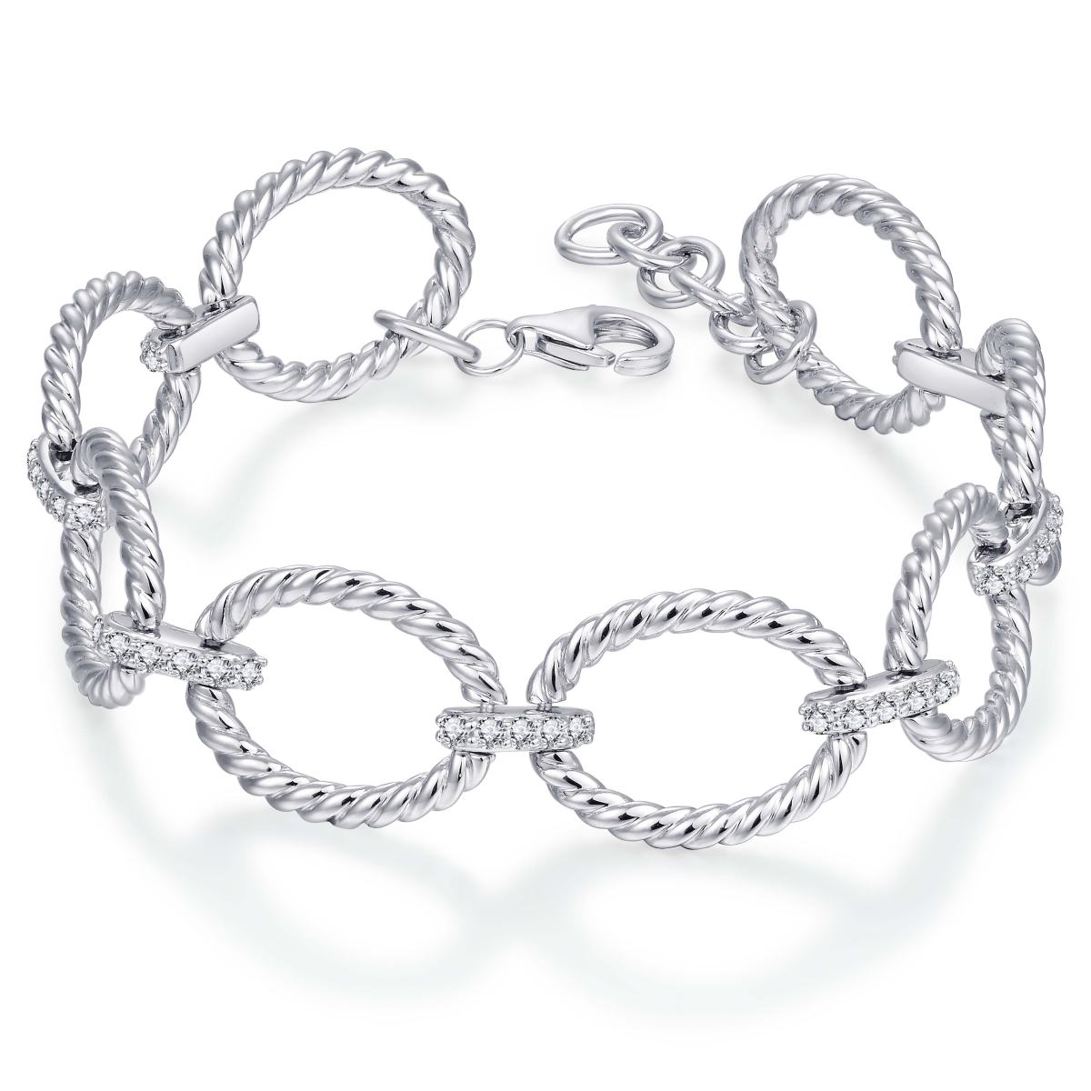 Gisser Armband Zilver Gerhodineerd Zirkonia Wit 18+3 cm – B1018