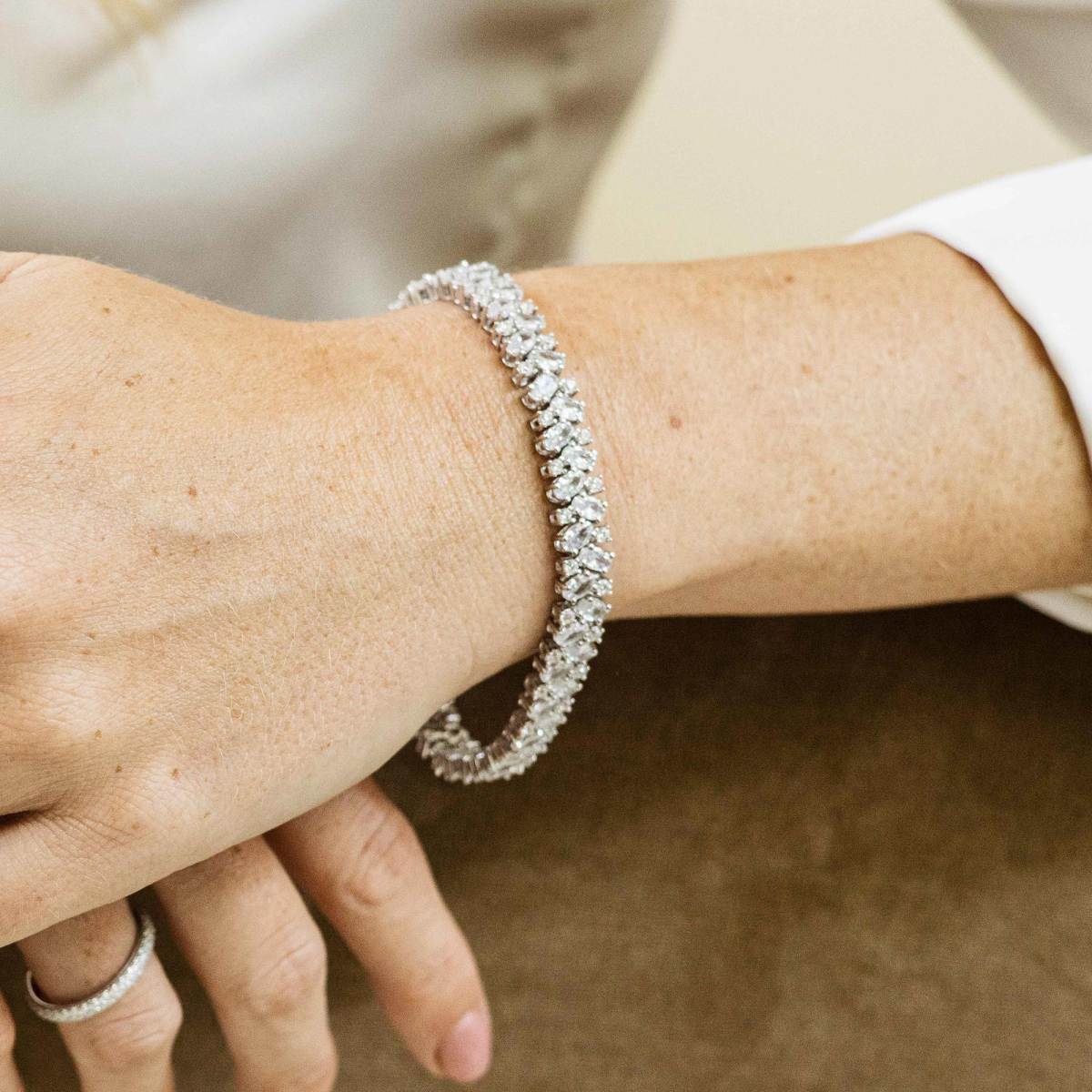 Gisser Armband Zilver Gerhodineerd Zirkonia Wit 18+3 cm – B1024 – foto 2