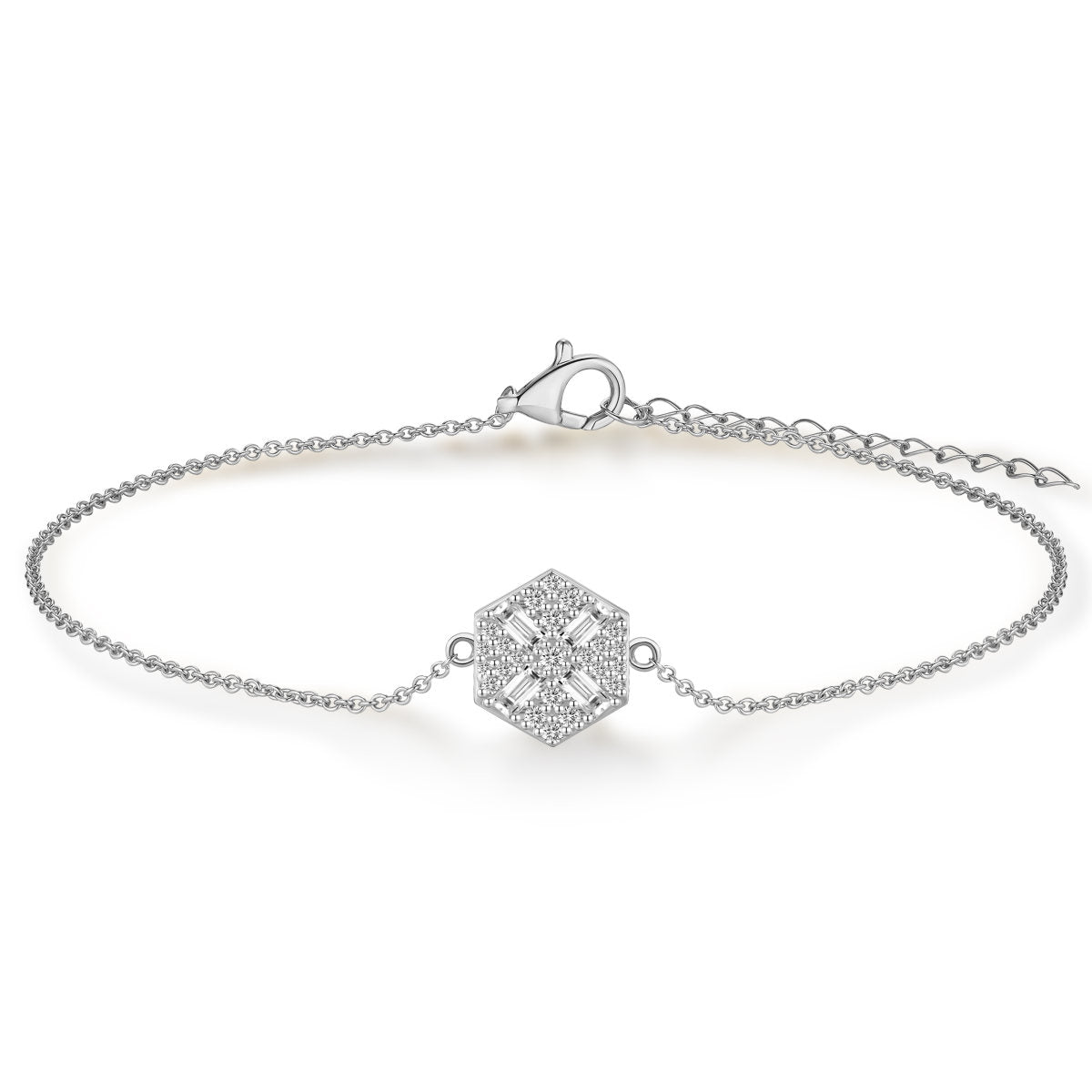 Gisser Armband Zilver Gerhodineerd Zirkonia Wit 17+3 cm – B1027