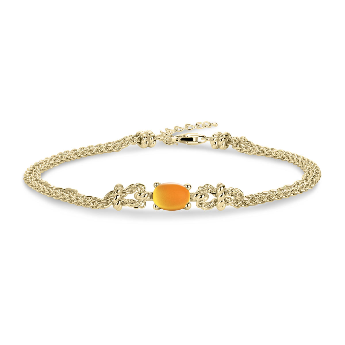 Gisser Armband Zilver Geel Verguld Zirkonia Oranje 18+3 cm – B1032YY
