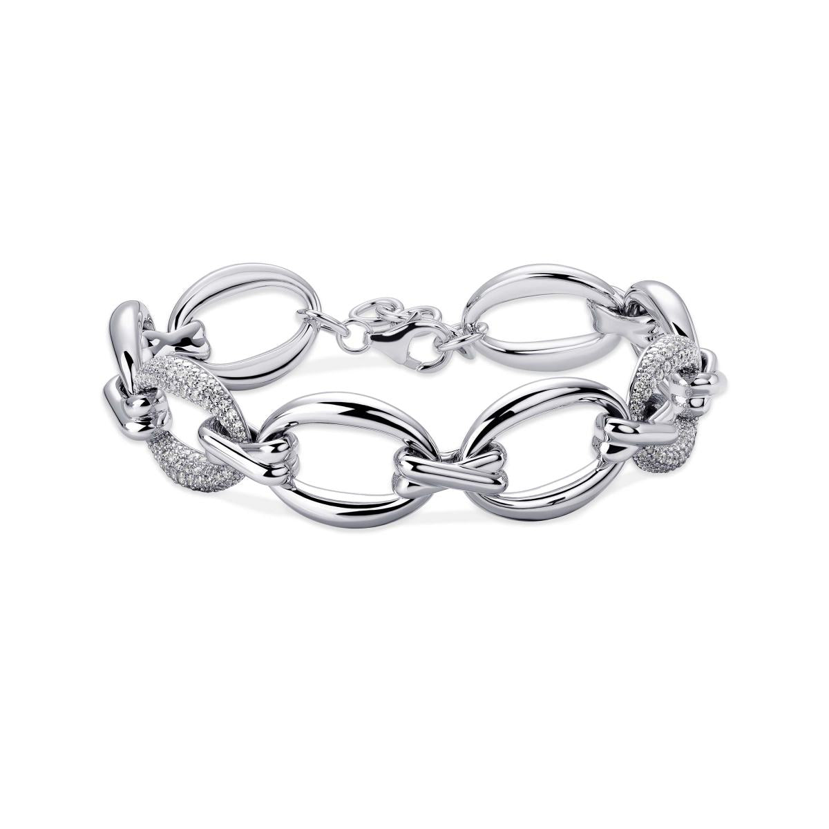 Gisser Armband Zilver Gerhodineerd Zirkonia Wit 18+3 cm – B1036